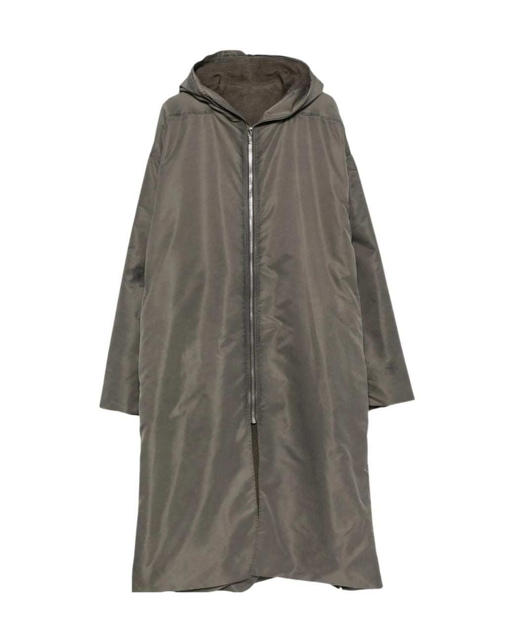 Rick Owens Gray Hooded Zip-Up Coat for men