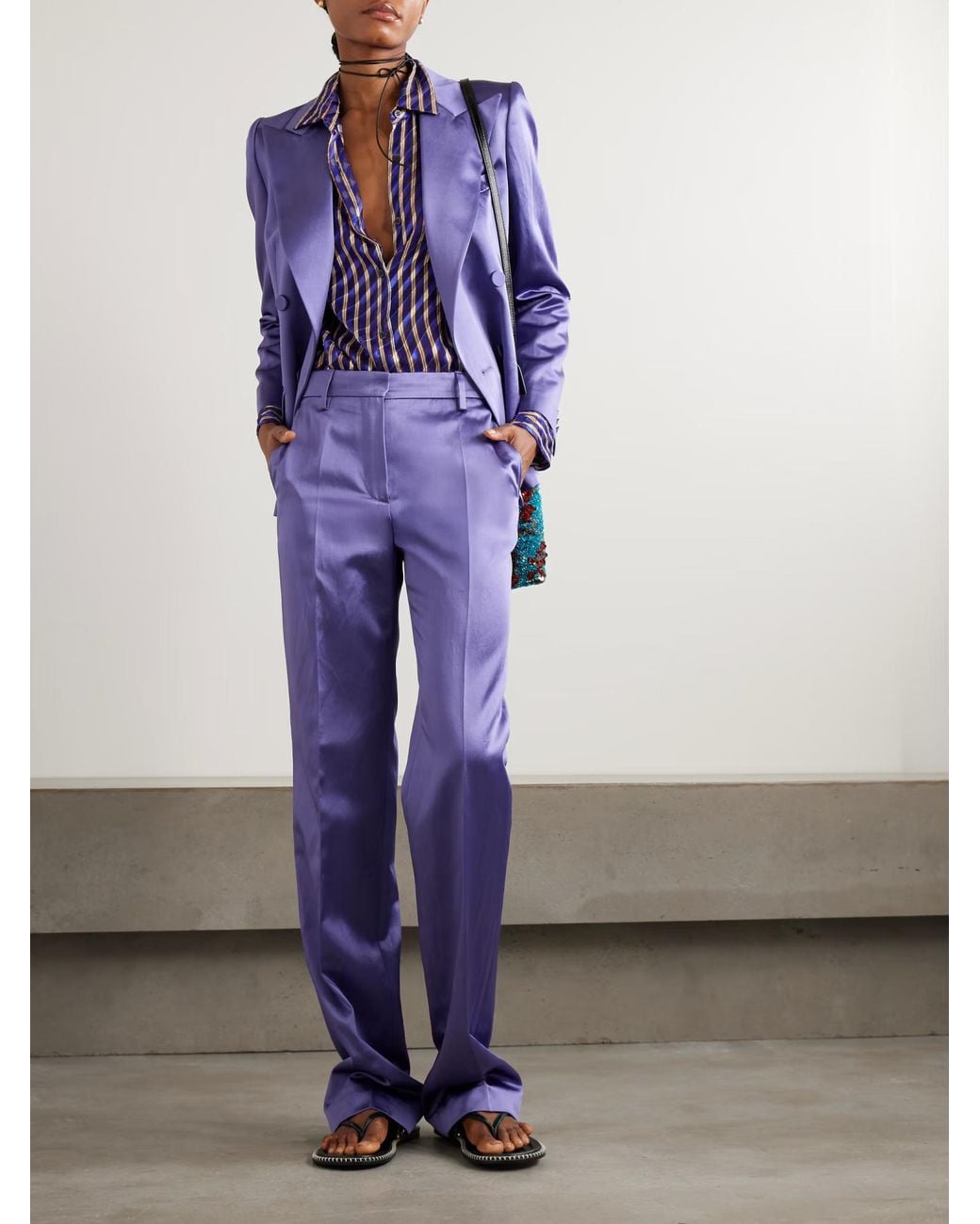 Dries Van Noten Purple Pulla Bis Straight-Leg Pants