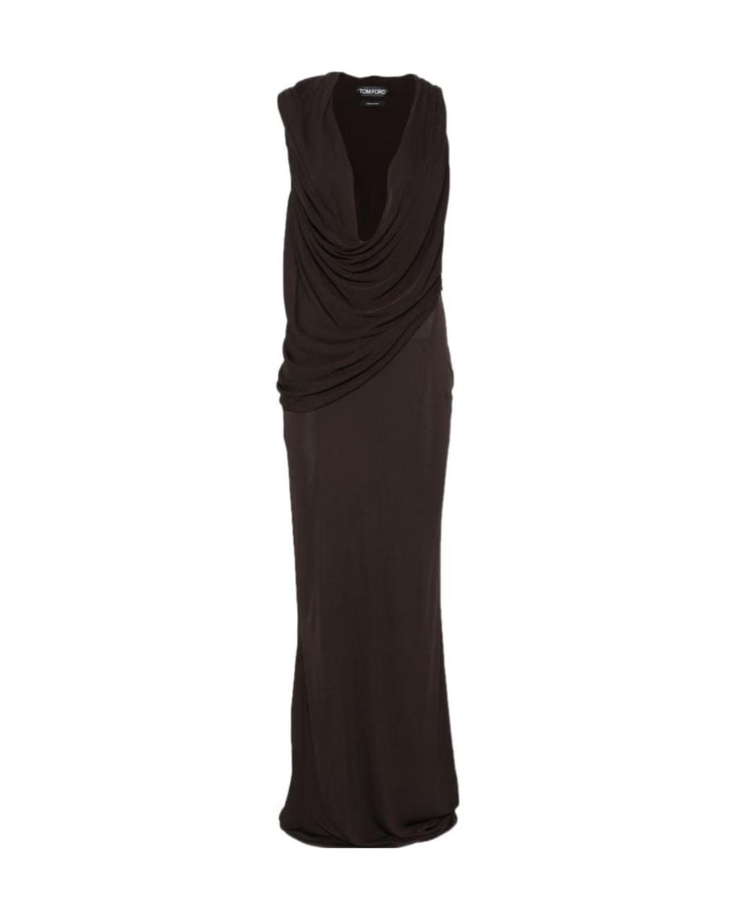 Tom Ford Brown Draped-Neck Maxi Dress