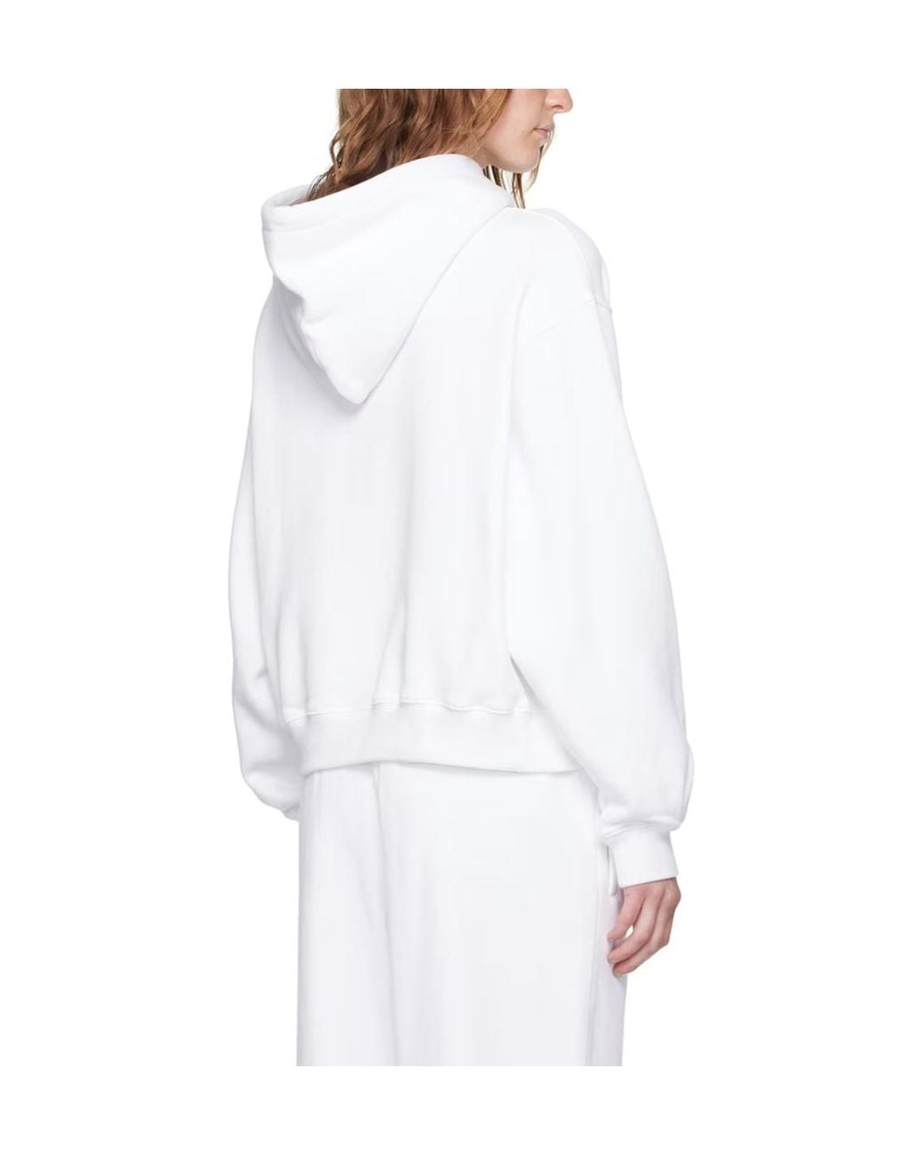 T By Alexander Wang White Logo Printed Drawstring Hoodie