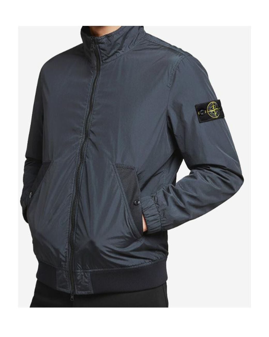 Stone Island Blue Logo Patch Zip-Up Jacket for men