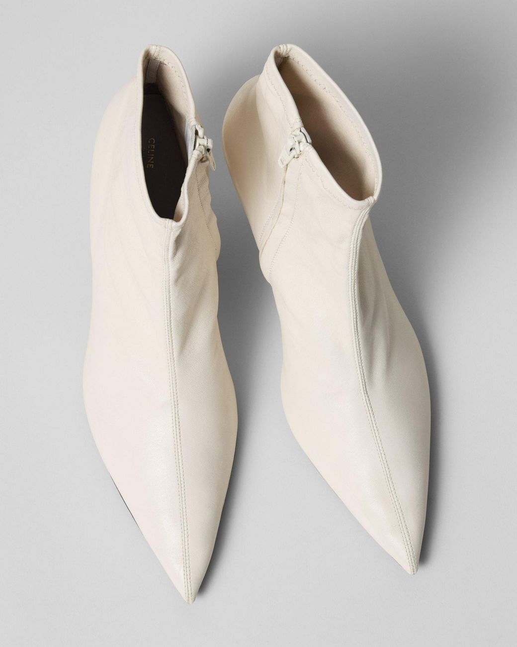Céline White Shiny Leather Sock Booty