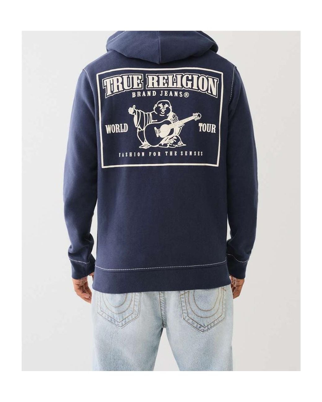 True Religion Blue Big T Zip Hoodie for men