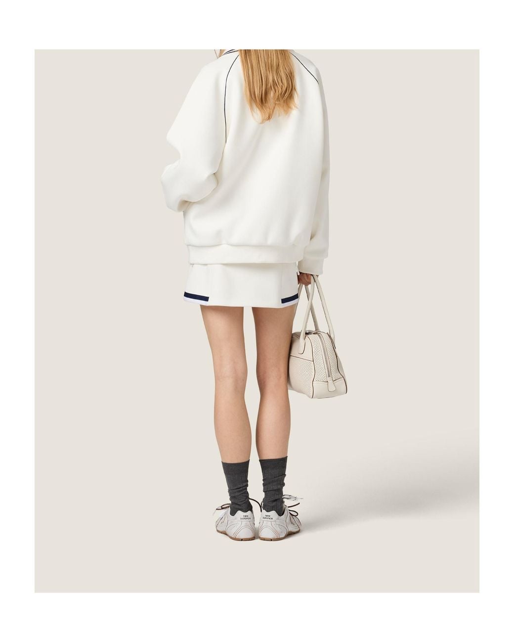Miu Miu White Bonded Cotton Piqué Miniskirt