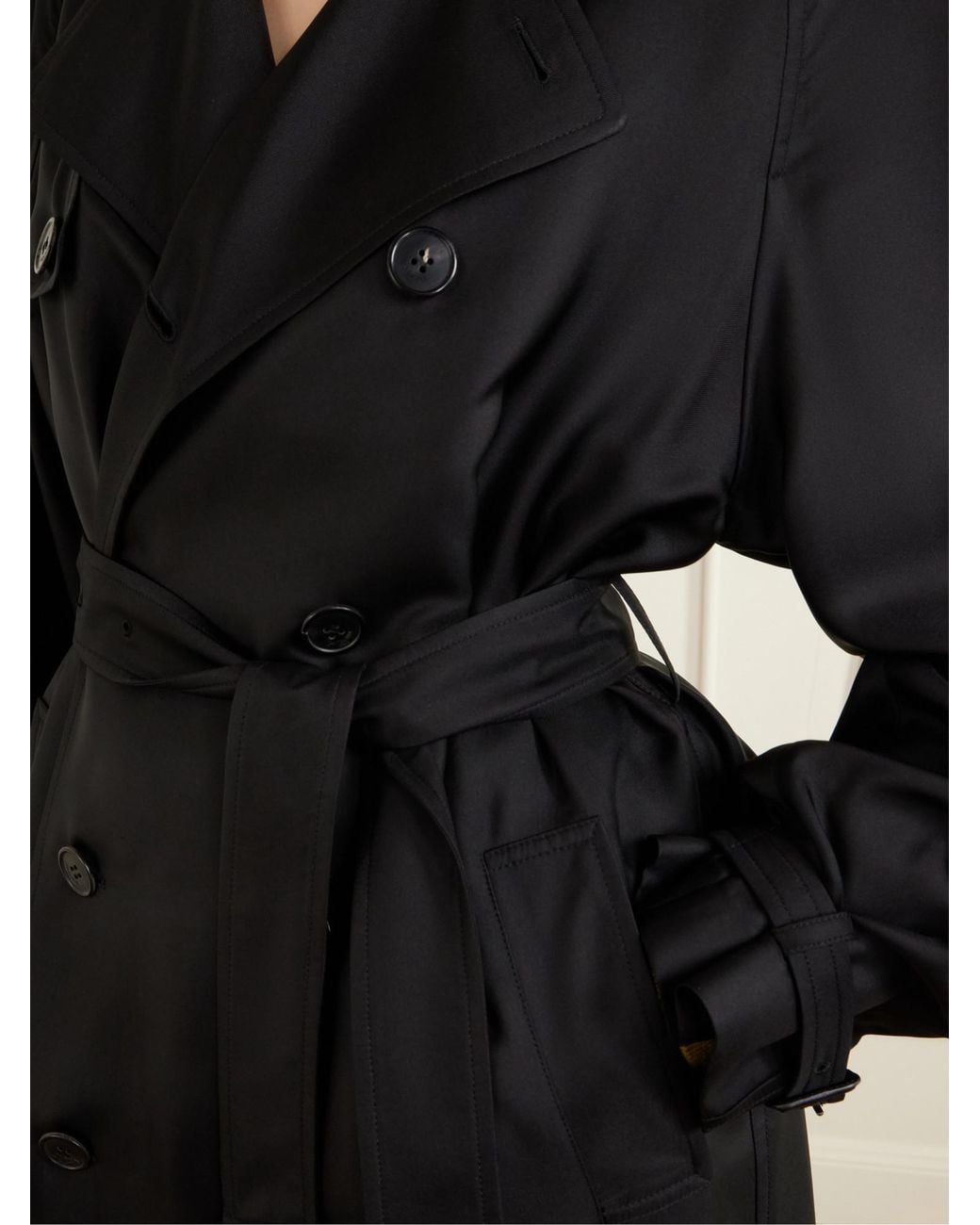 Saint Laurent Black Silk Trench Coat