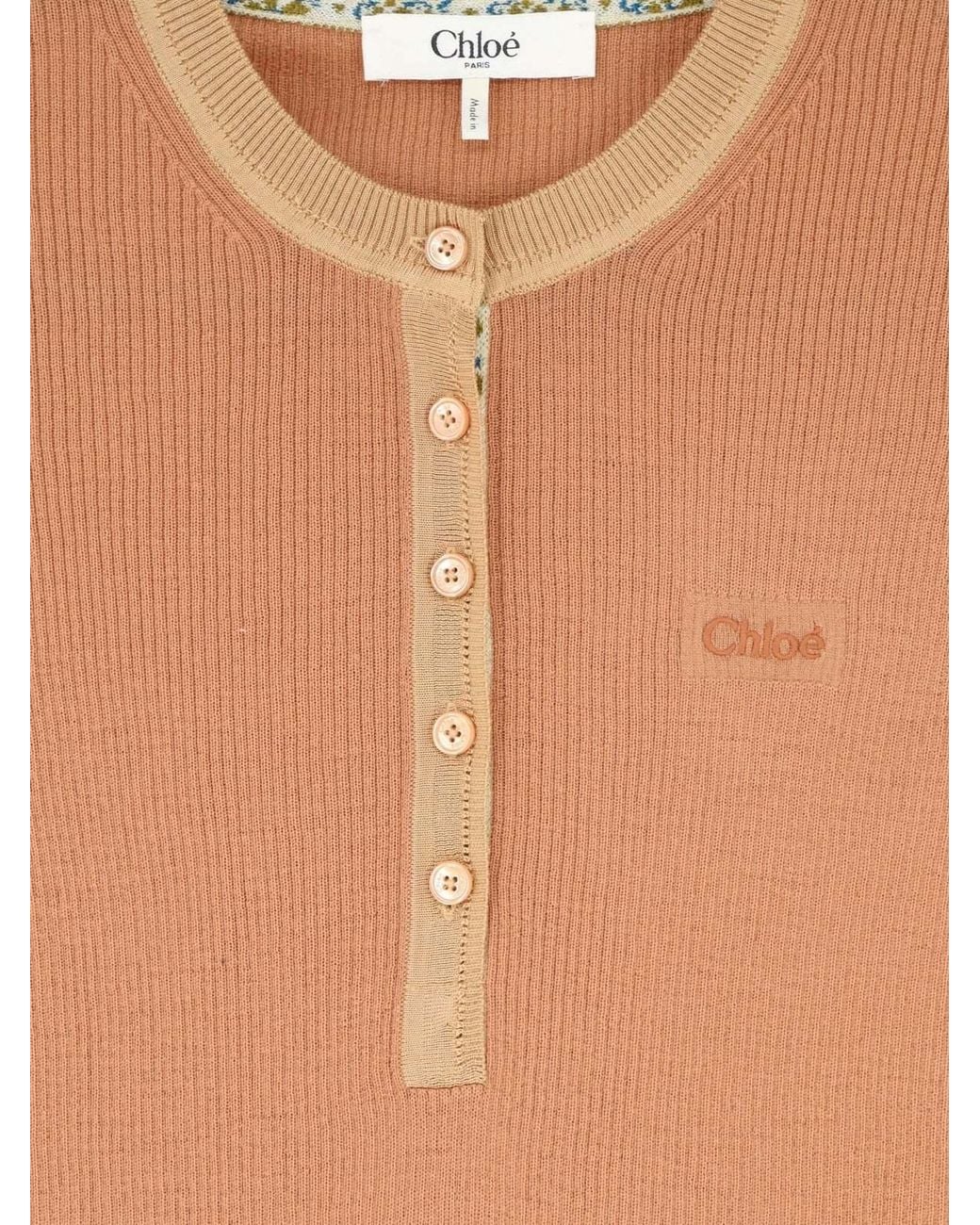 Chloé Multicolor Chloé Mp20 Ribbed Henley Knitted Top