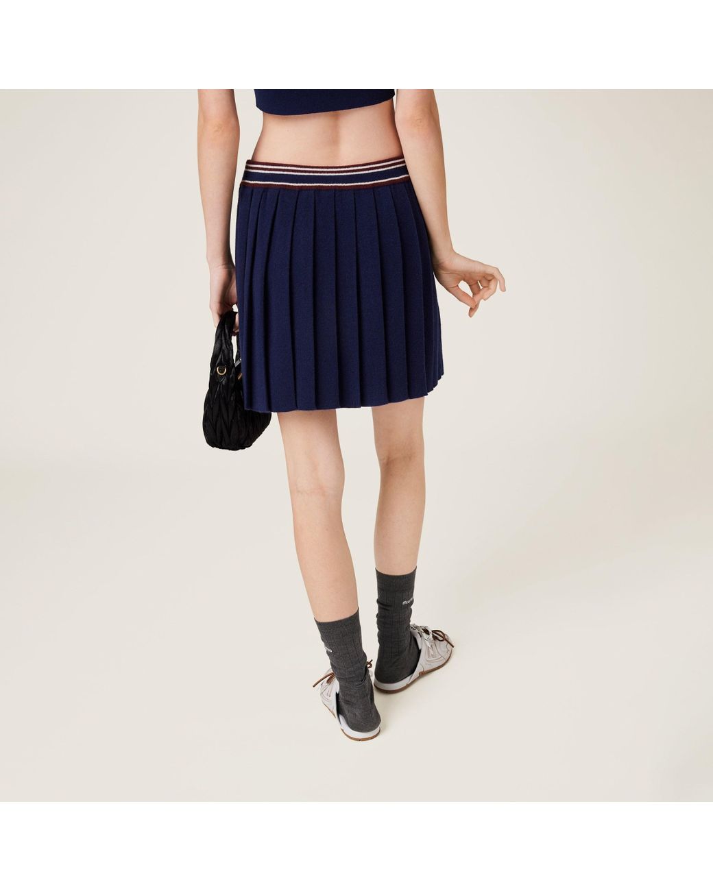 Miu Miu Blue Pleated Mini Skirt