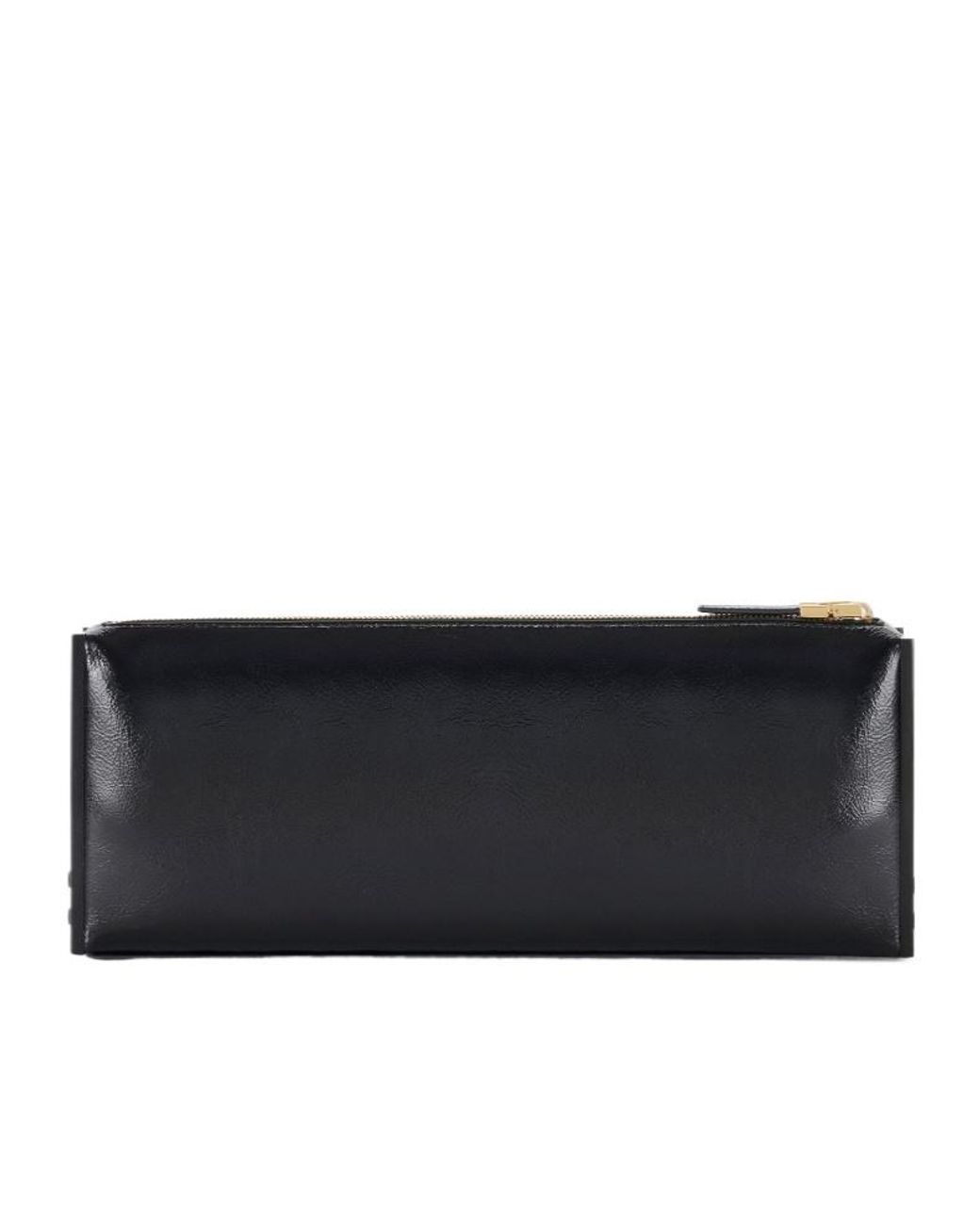 Elisabetta Franchi Black Patent-Effect Clutch Bag