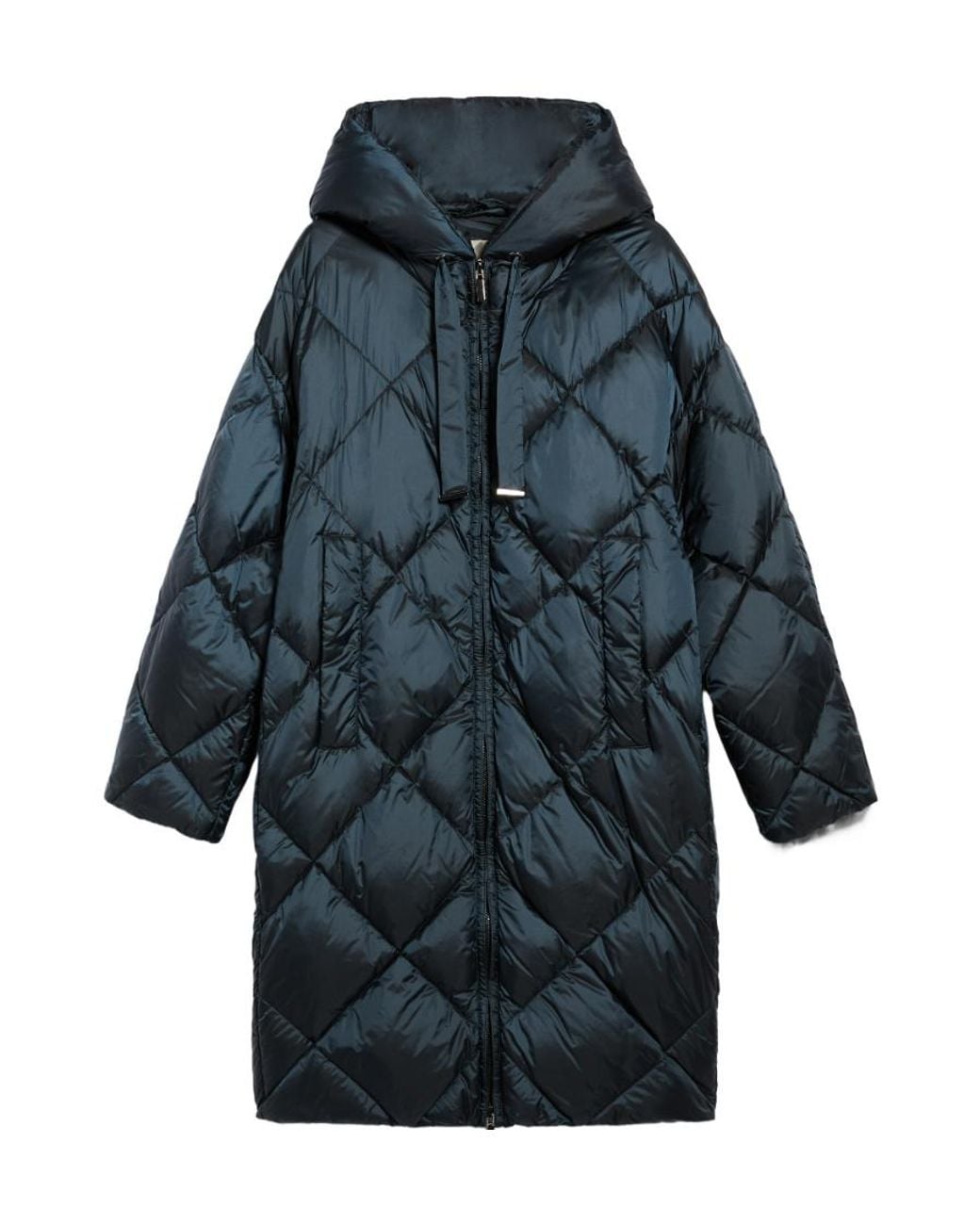 Max Mara Blue Logo Hooded Down Jacket