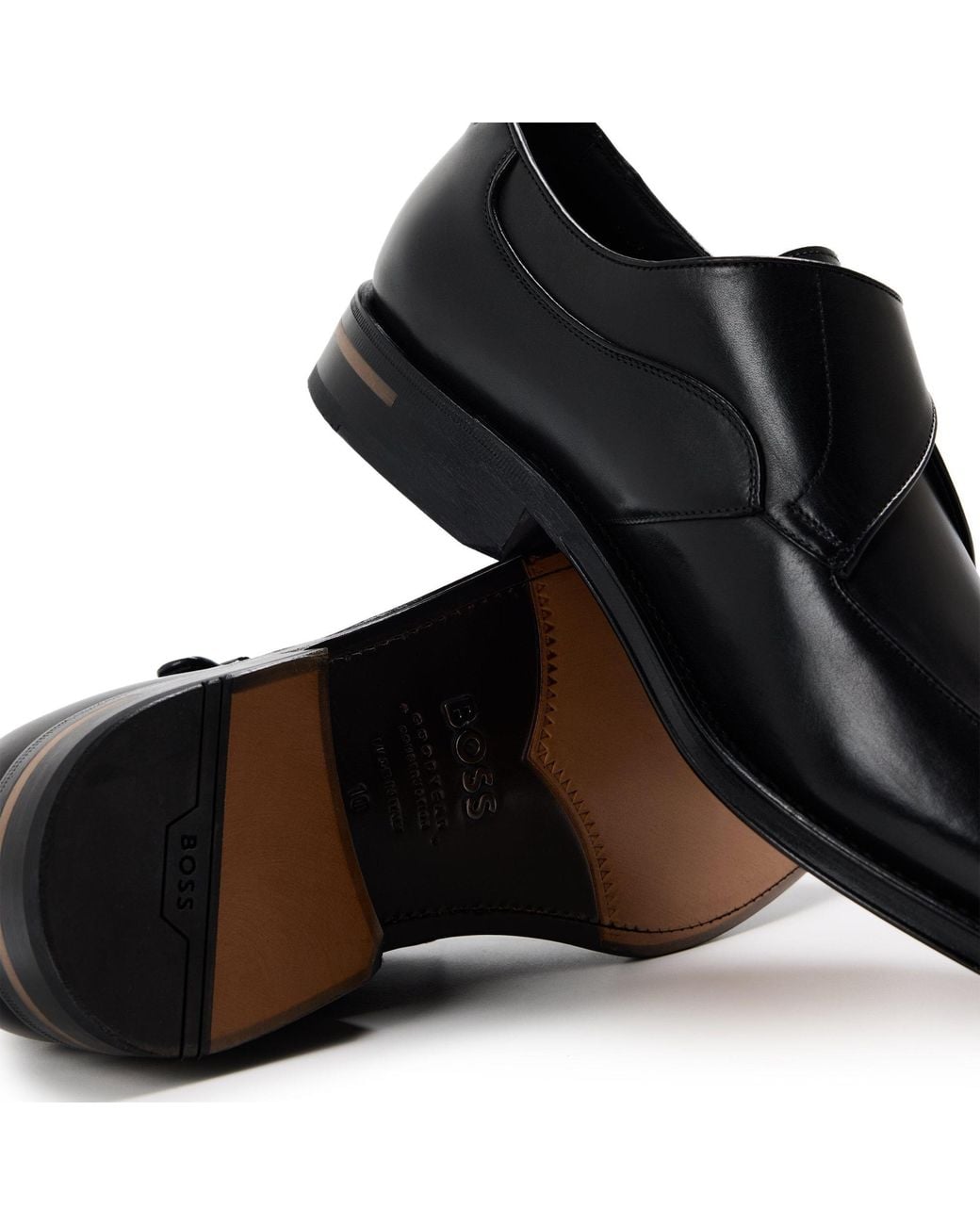 Boss Blue Polished Leather Monk Shoe for men