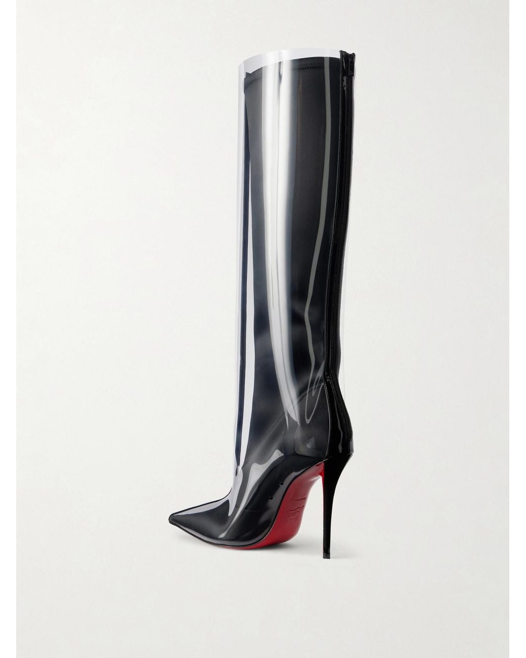 Christian Louboutin Black Leather-Trimmed Knee-High Boots