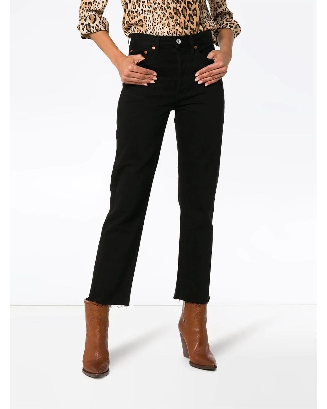 Re/done Black 70S Stove Pipe Jeans