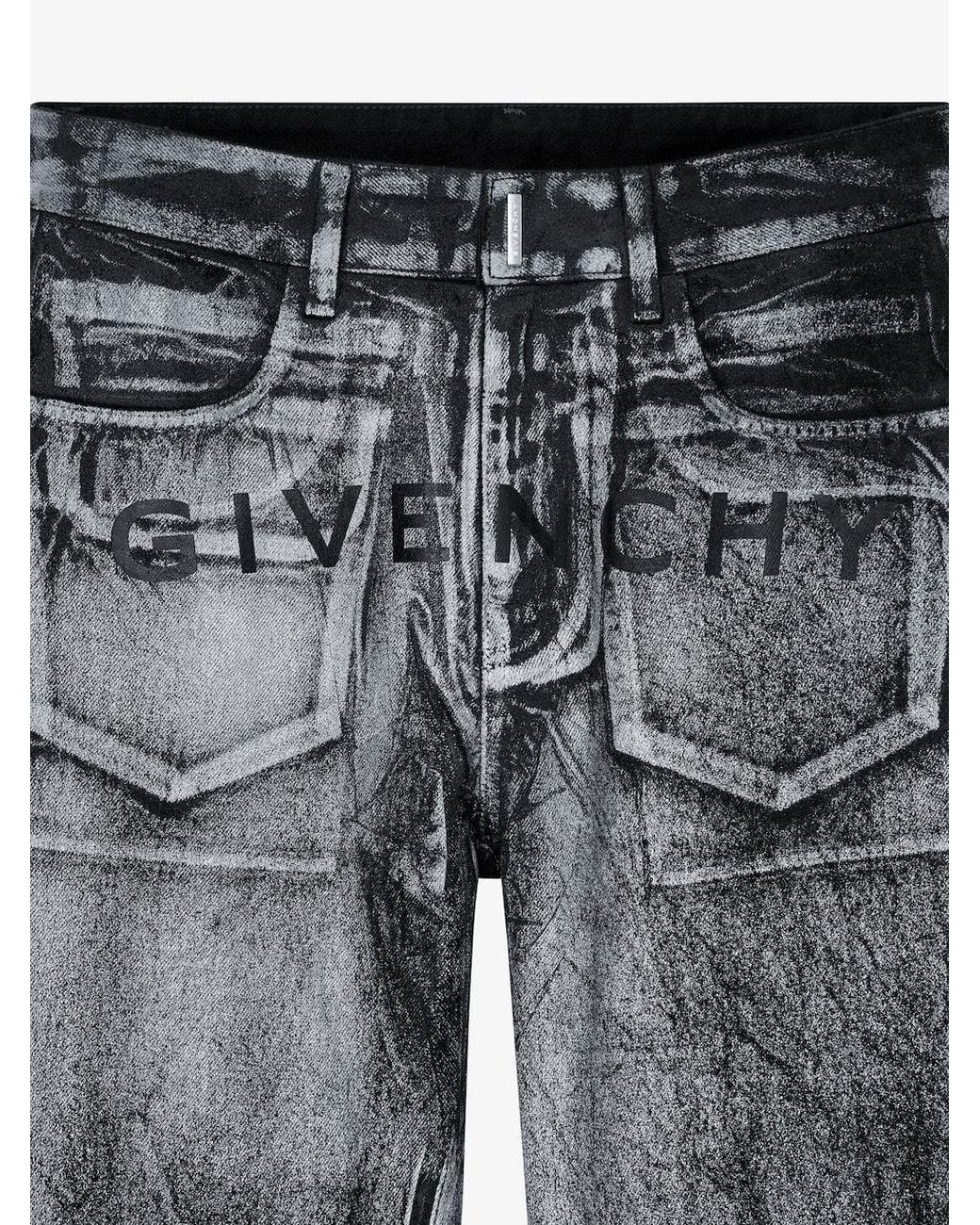 Givenchy Gray Straight Fit Painted Denim Jeans for men