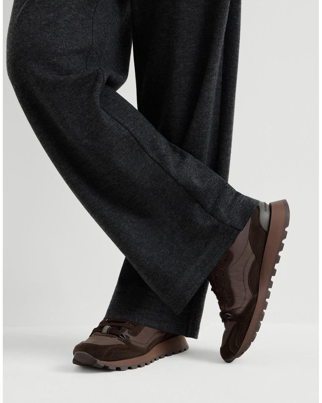 Brunello Cucinelli Brown Active Shearling Low-Top Sneakers