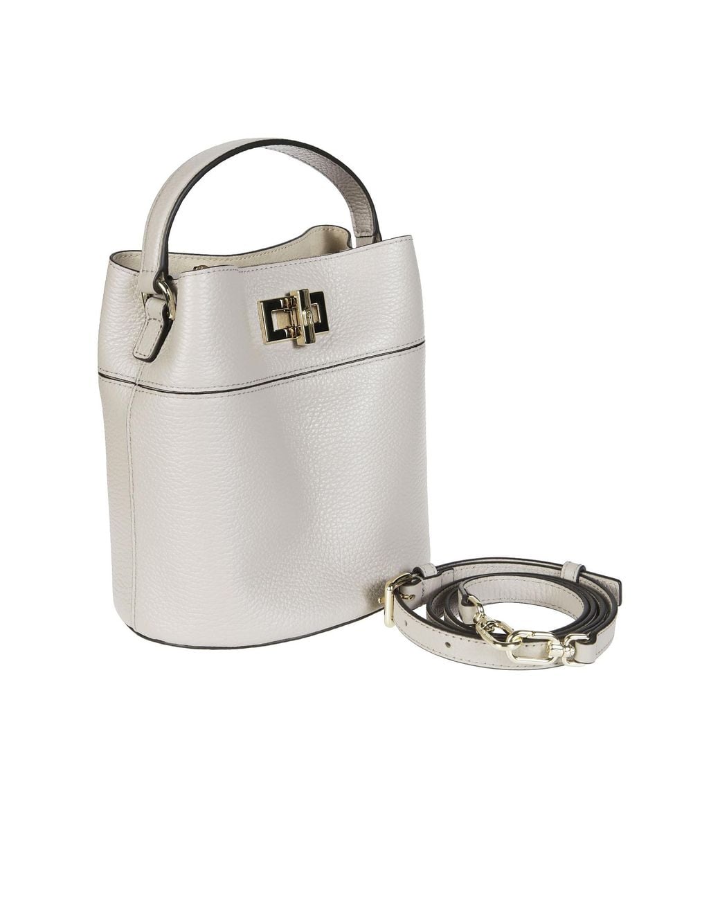 Furla White Amelia Mini Bucket Bag