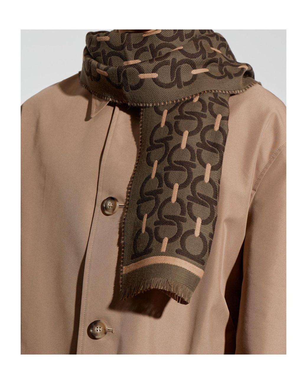 Ferragamo Black Ferragamo Gancini Pattern Scarf for men