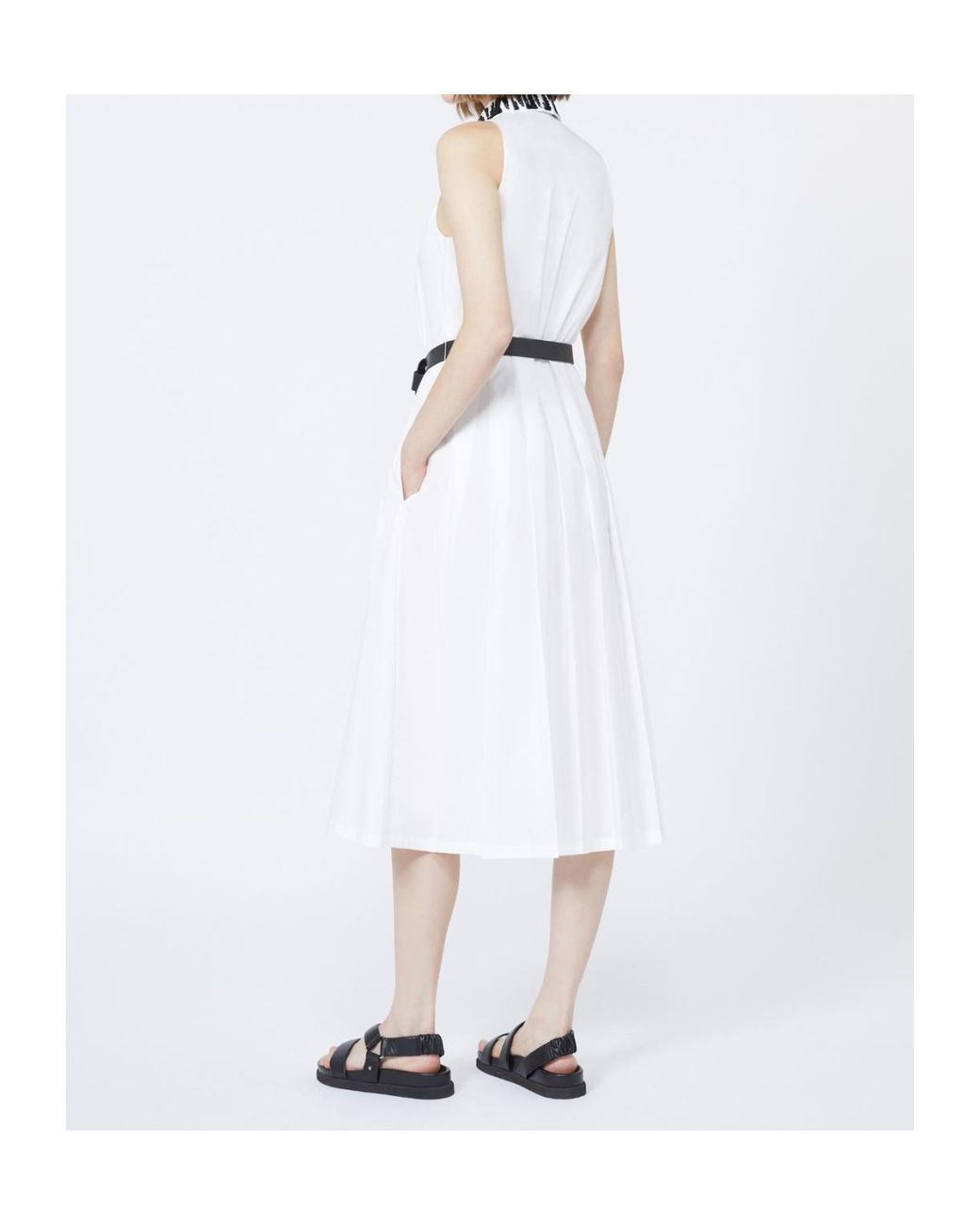 Max Mara White Studio Ubicato Belted Sleeveless Dress