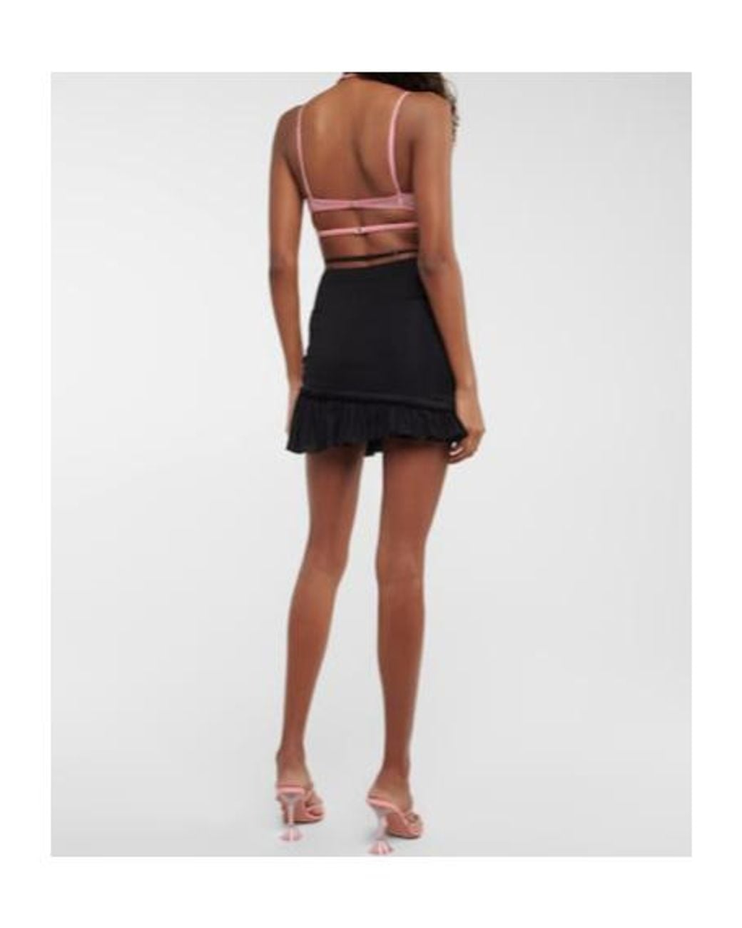 Nensi Dojaka Pink Mesh And Georgette Halterneck Bra
