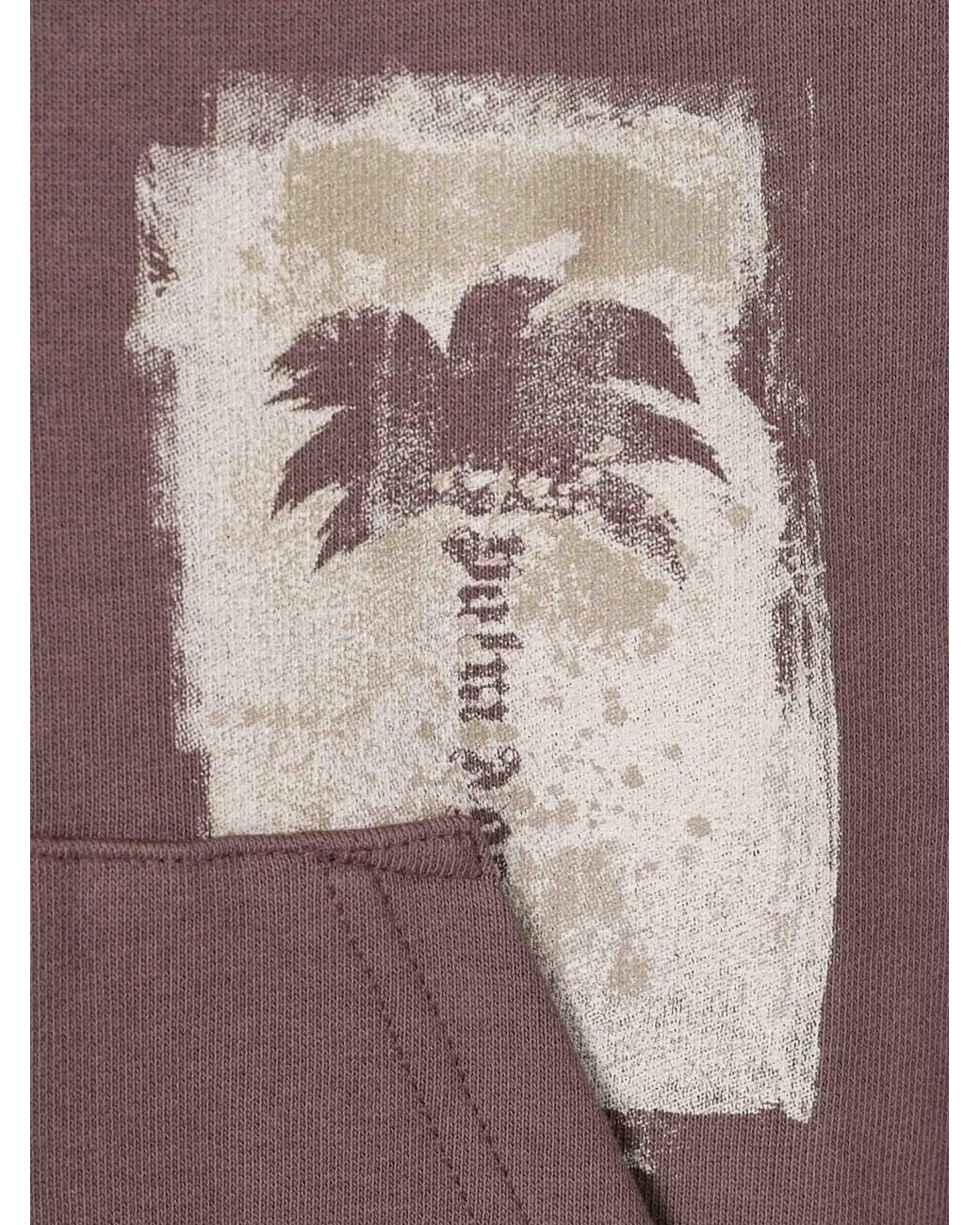 Palm Angels Purple Palm Tree Print Hoodie for men