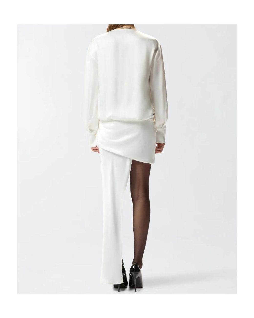 Pinko White Lace-Embellishment Mini Dress