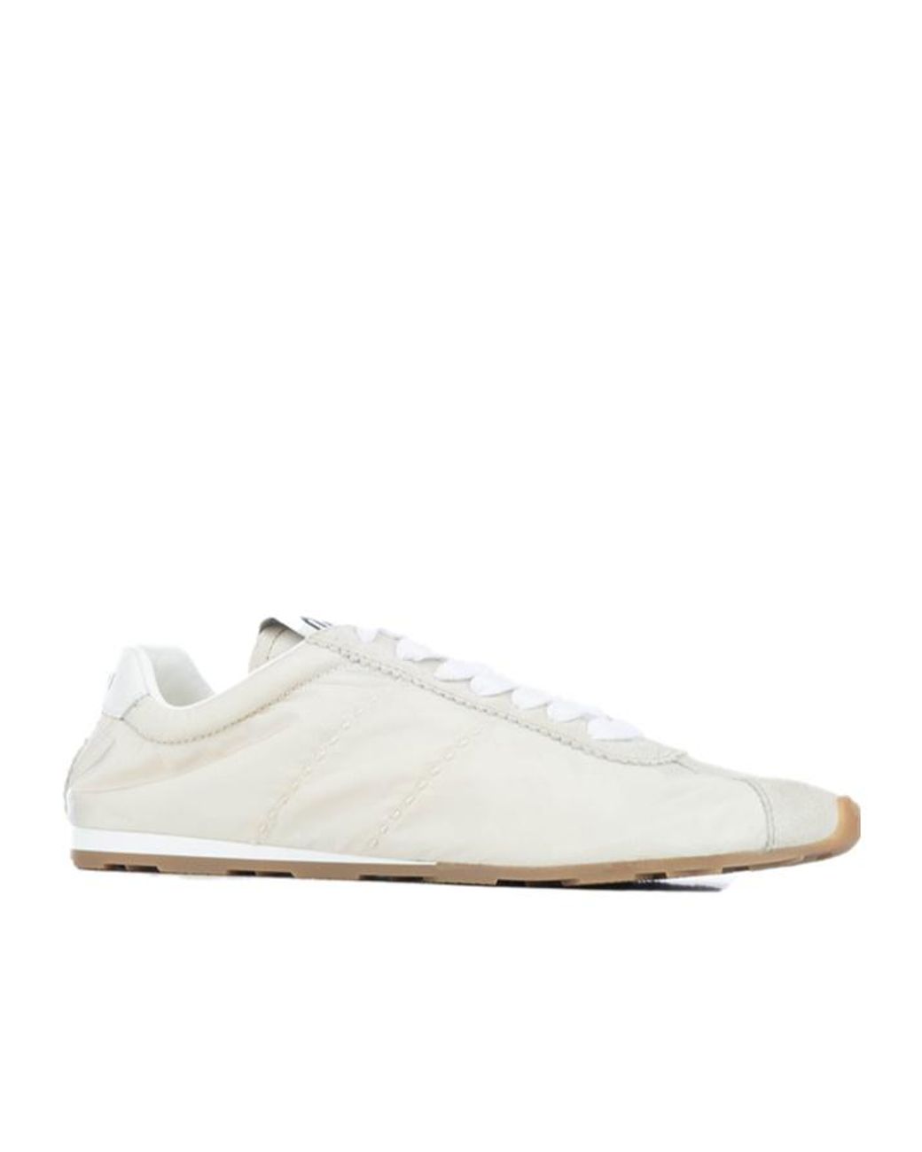Miu Miu White Plume Lace-Up Sneakers