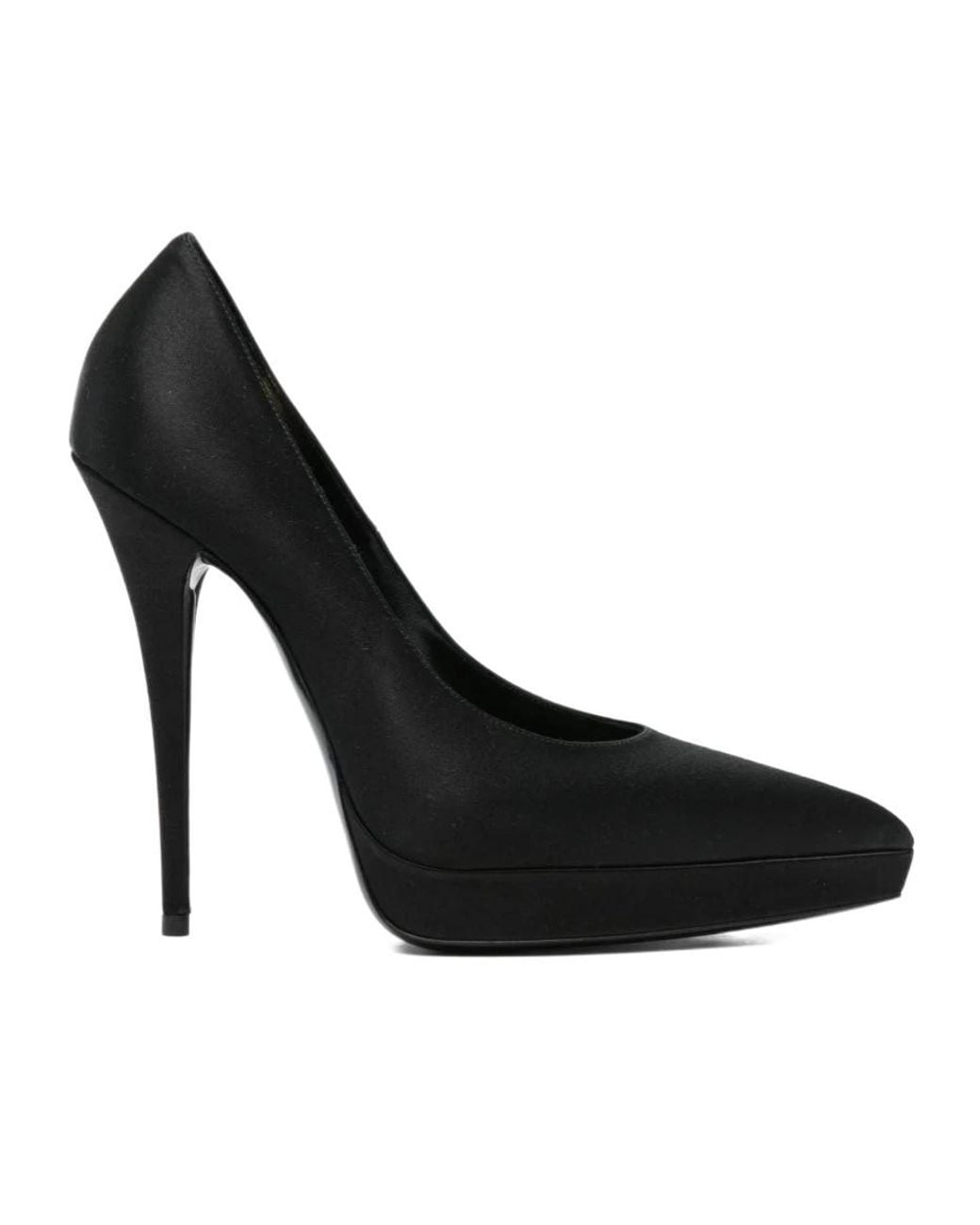 Saint Laurent Black Pointed Toe Leather Pumps