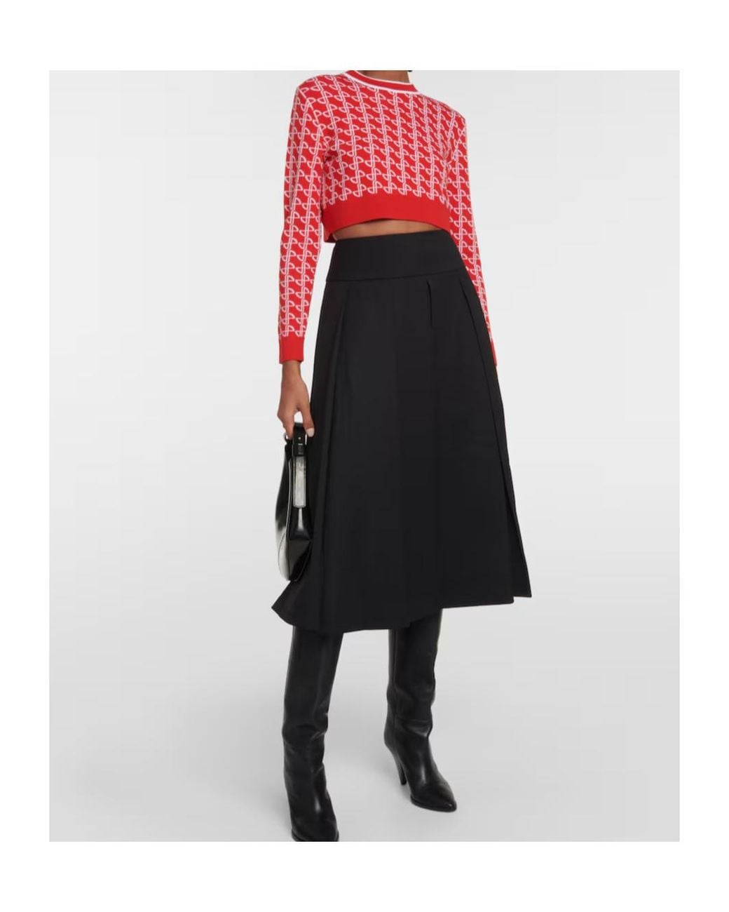 Patou Red Logo Jacquard Sweater
