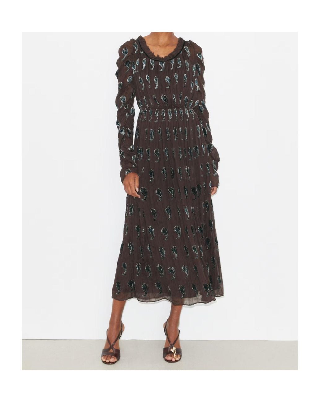 Tory Burch Black Paisley-Print Midi Dress