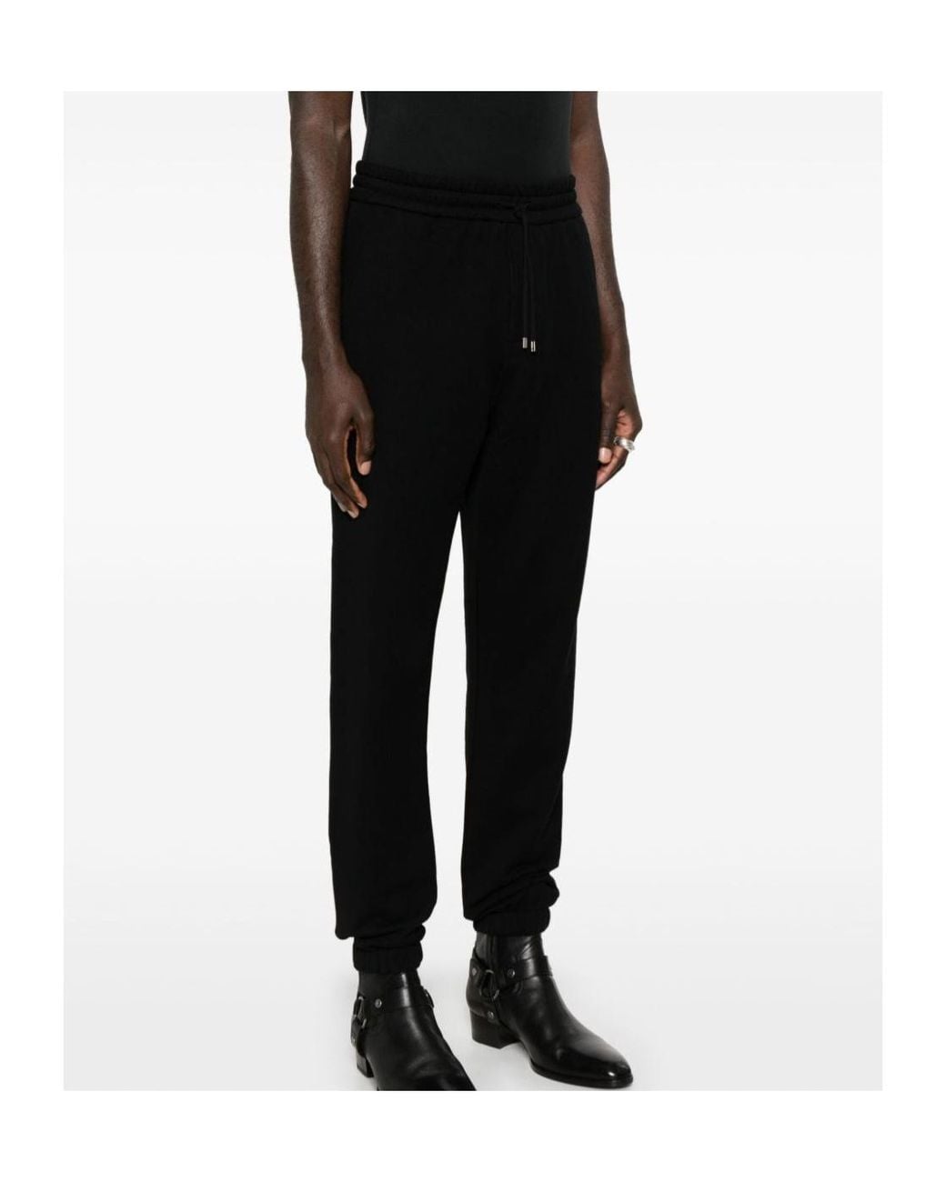 Saint Laurent Black Cassandre-Logo Track Pants for men