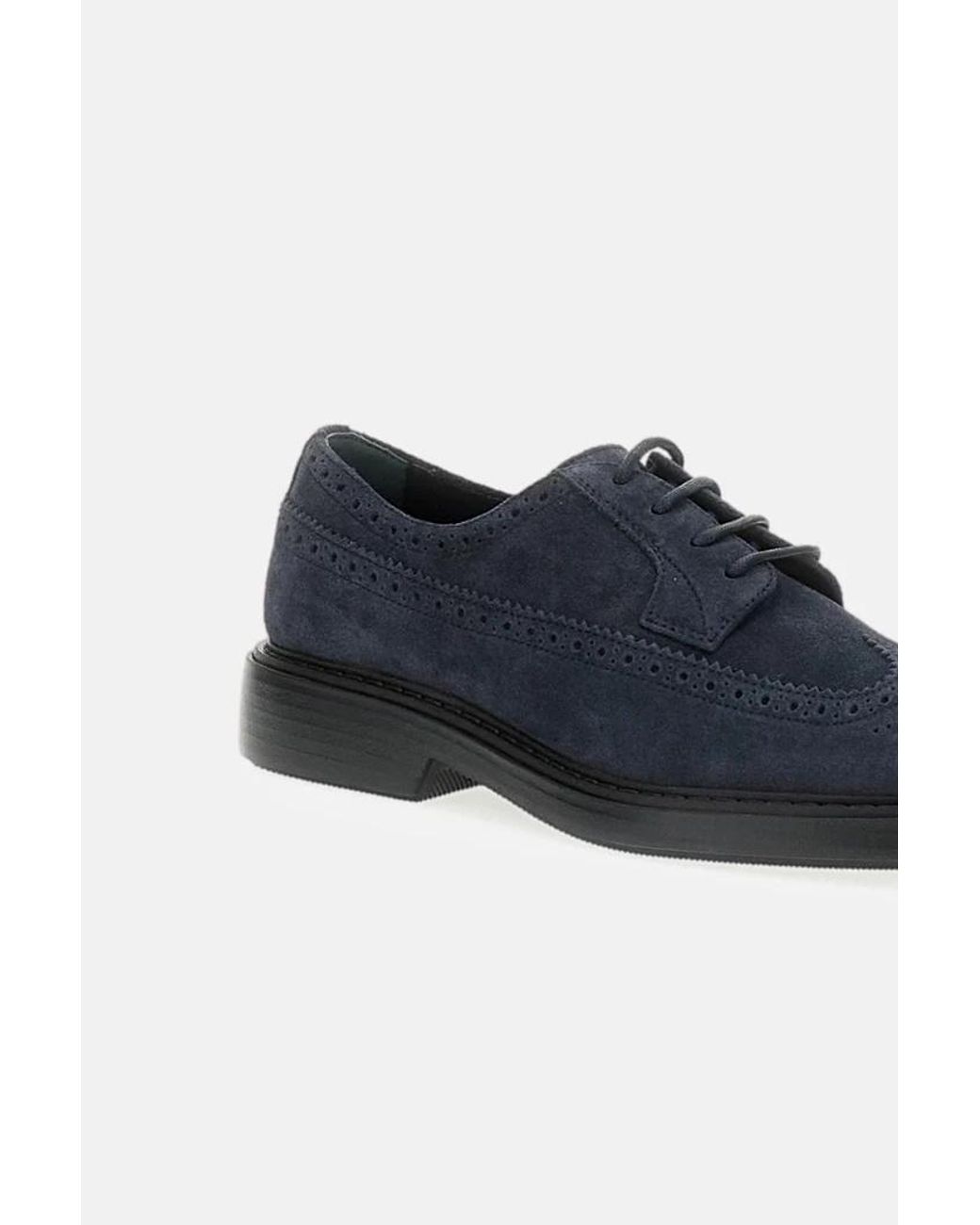 Hogan Blue Round Toe Lace-Up Shoes for men