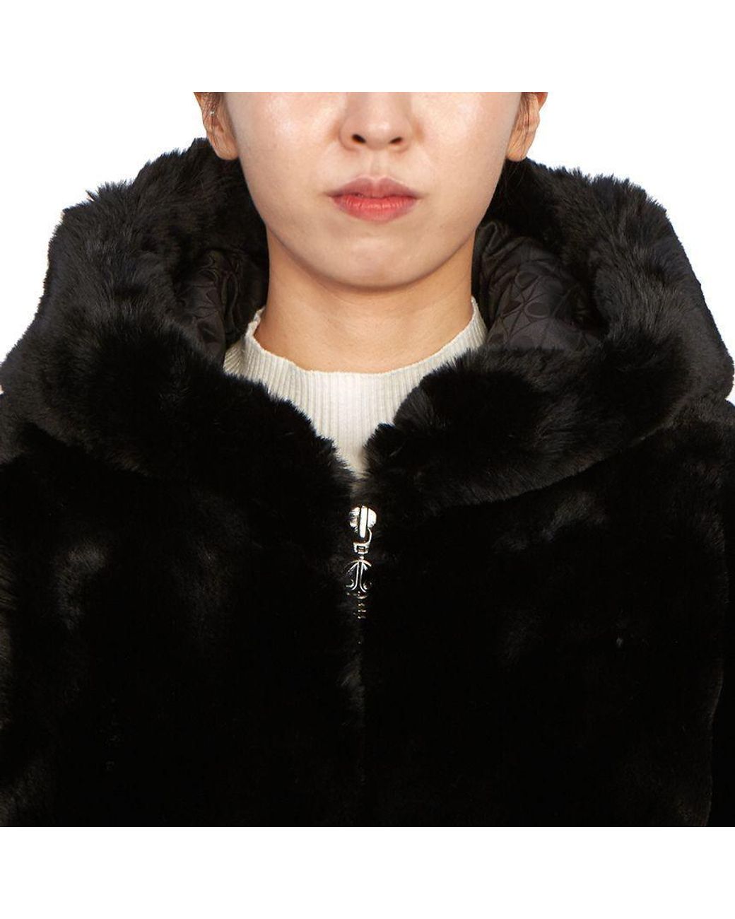 Moose Knuckles Black Faux-Fur Hooded Coat