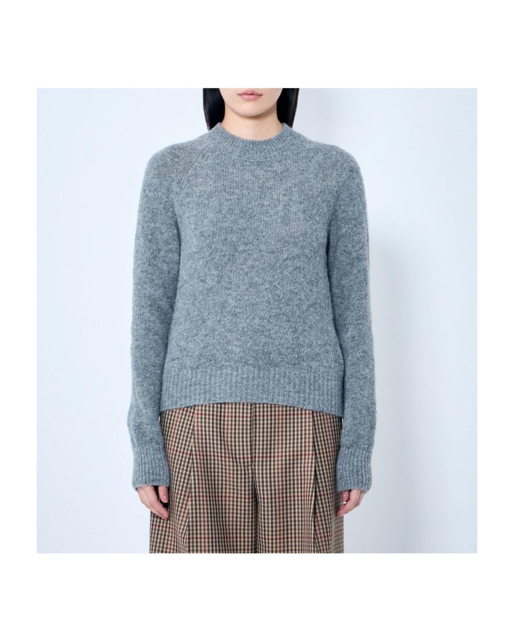Dries Van Noten Gray Round-Neck And Long-Sleeved Sweater
