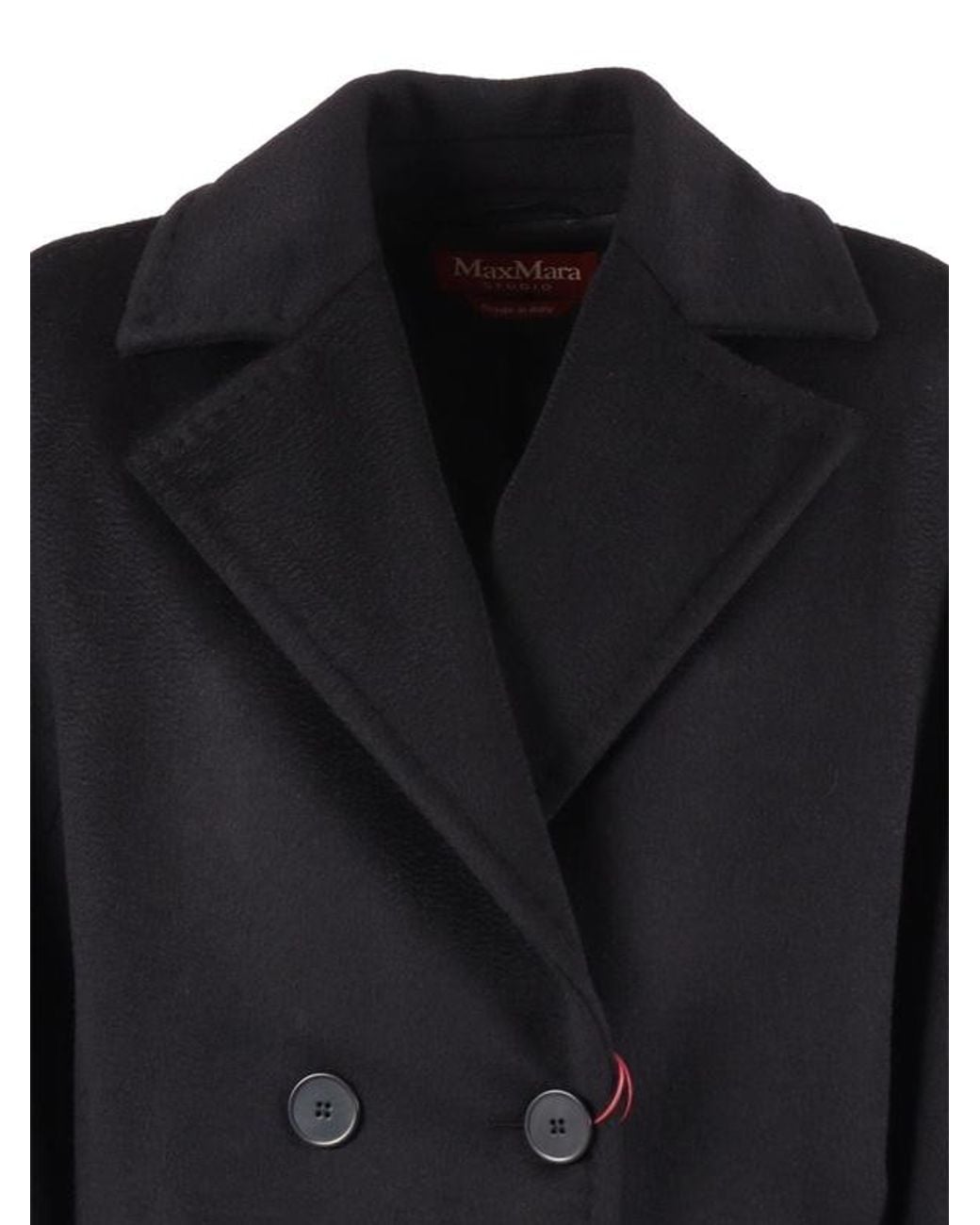 Max Mara Black Studio Agenda Double-Breasted Long Coat