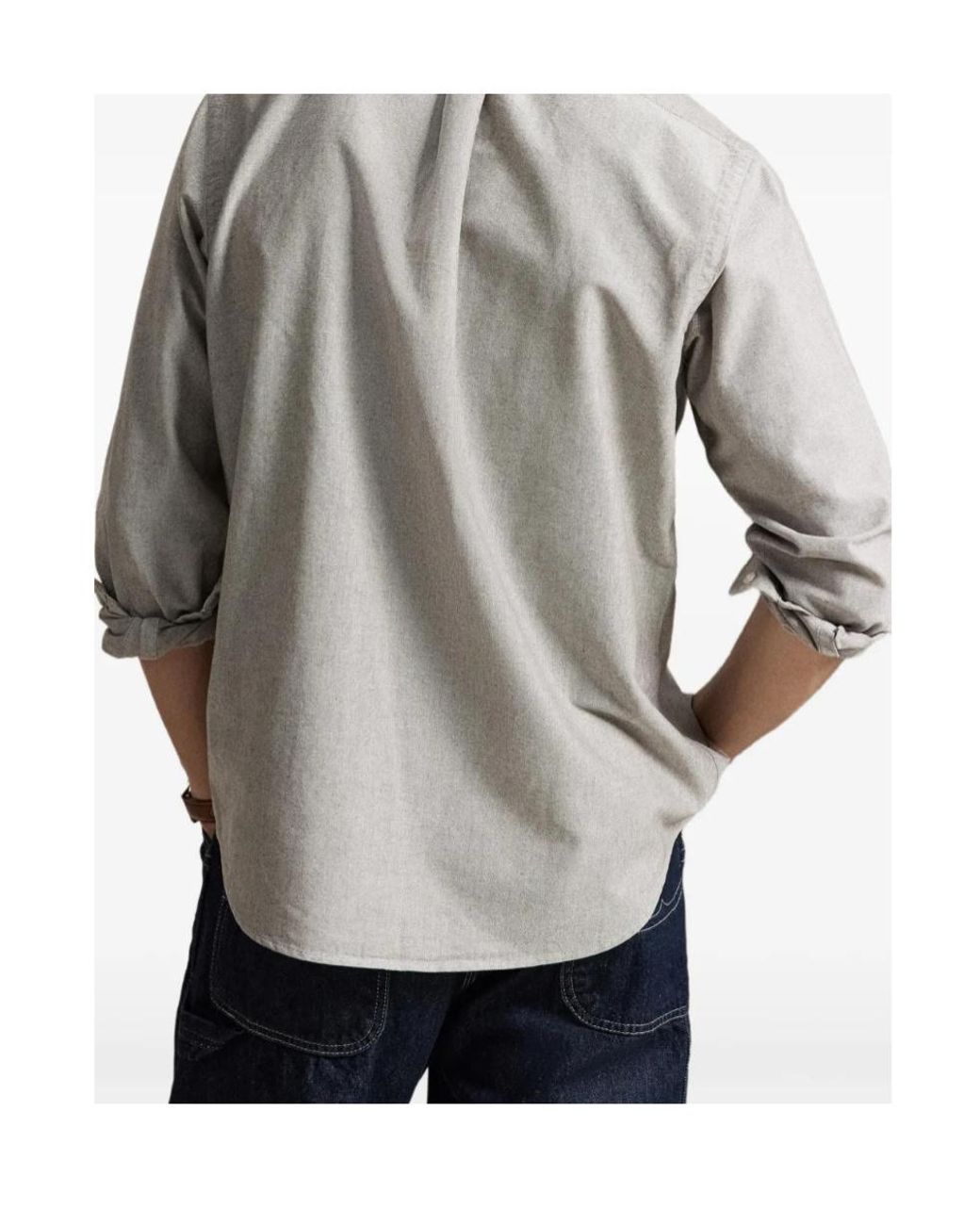 Polo Ralph Lauren Gray Logo Embroidered Oxford Shirt for men