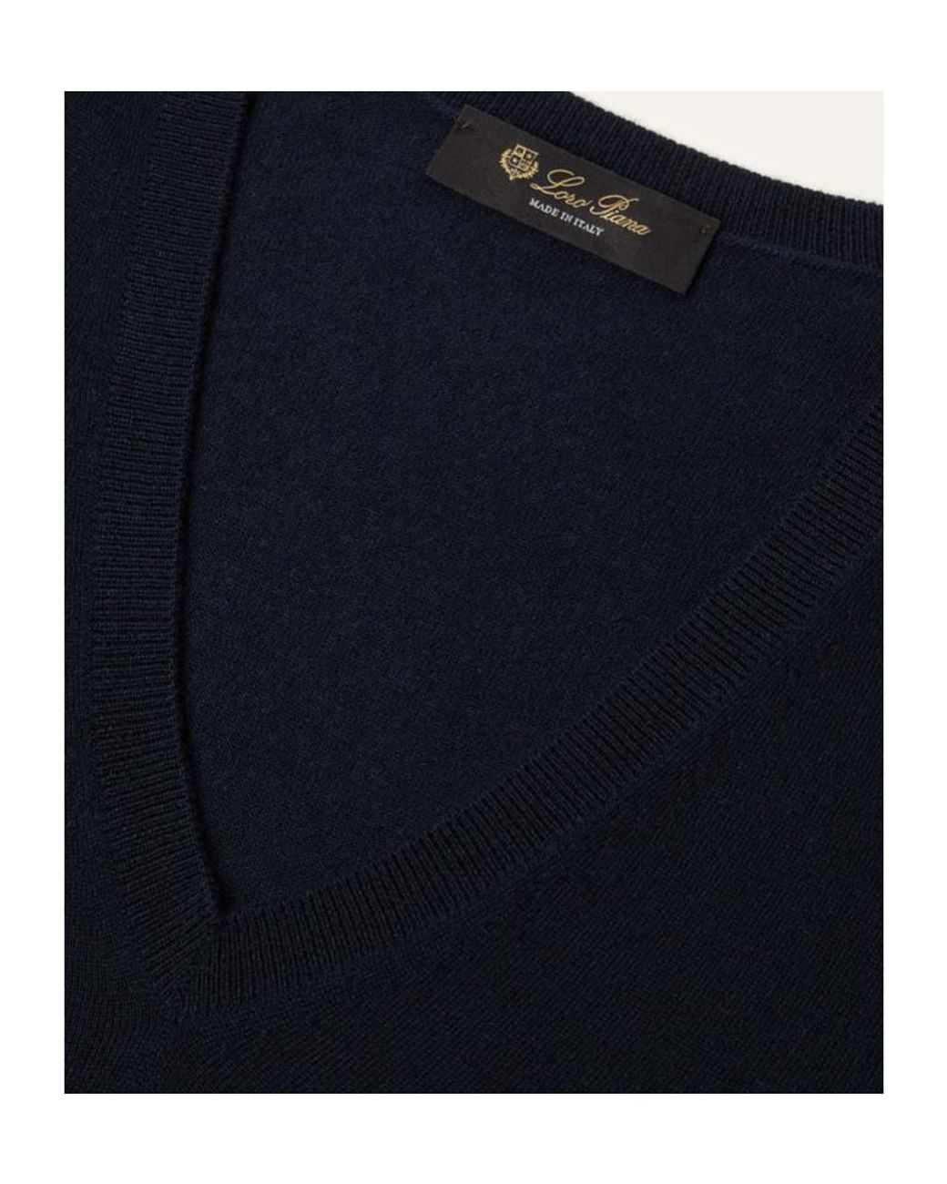 Loro Piana Blue V-Neck Long-Sleeved Top
