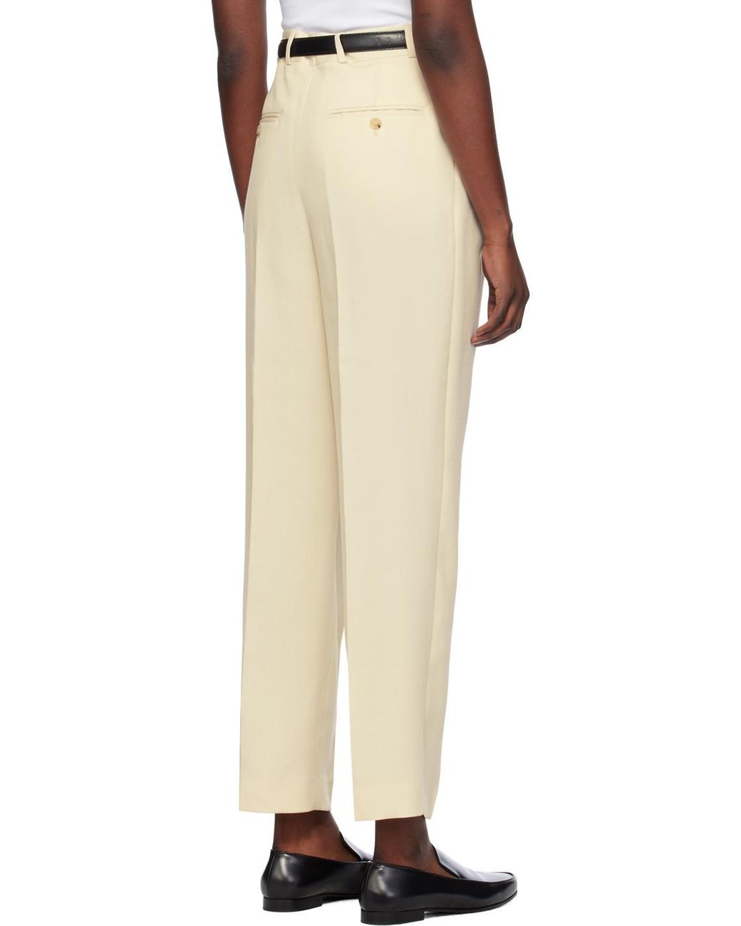 Totême White Totême Pleated Straight-Leg Pants