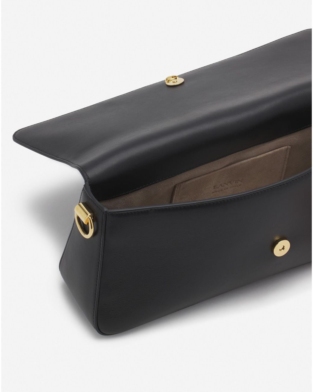 Lanvin Black Sequence Logo Engraved Shoulder Bag