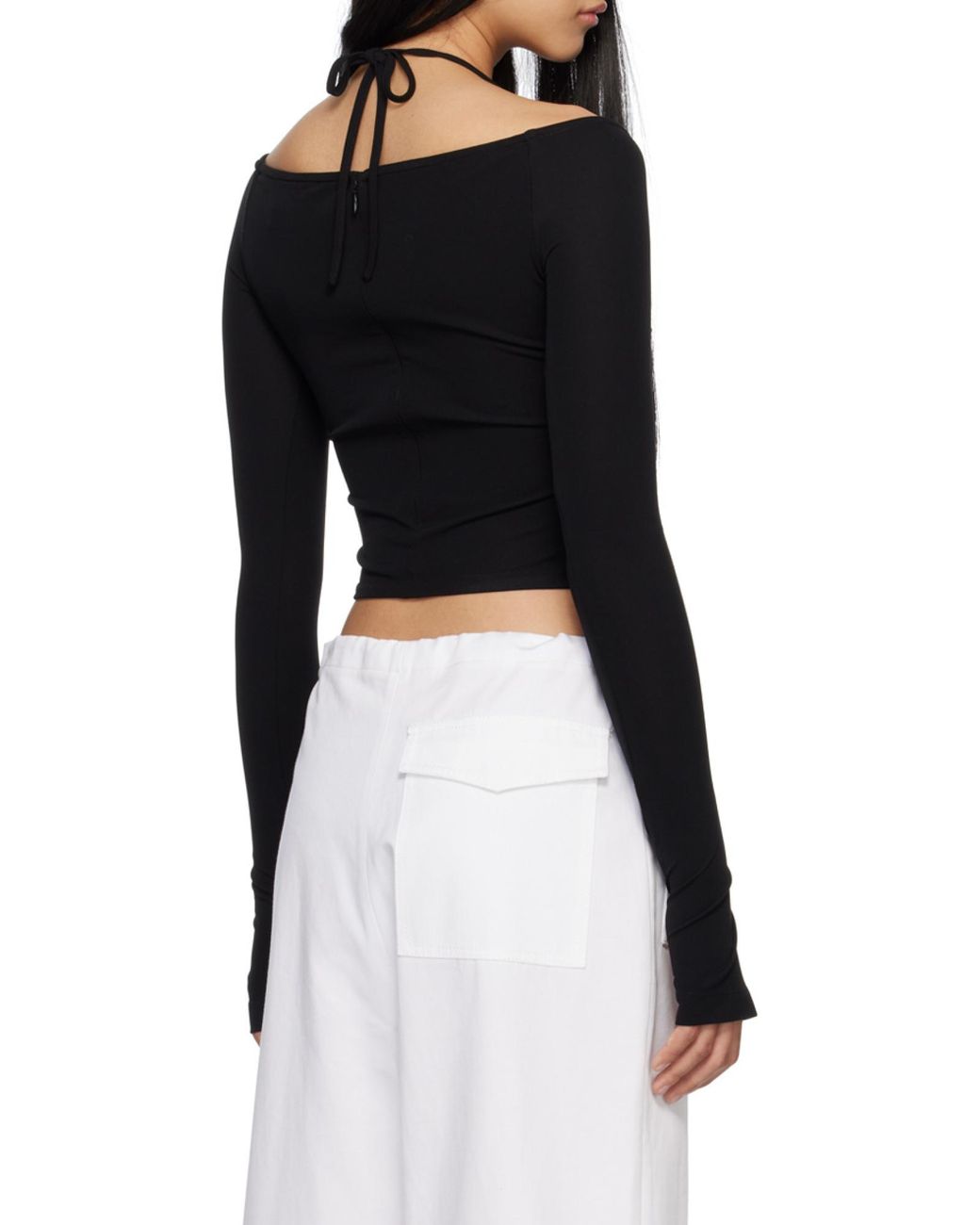 Dion Lee Black Mobius Layered Long-Sleeve Top