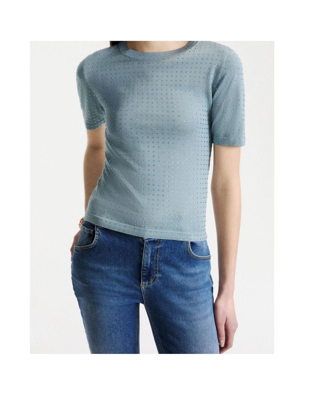 Marella Blue Rhinestone-Embellished T-Shirt
