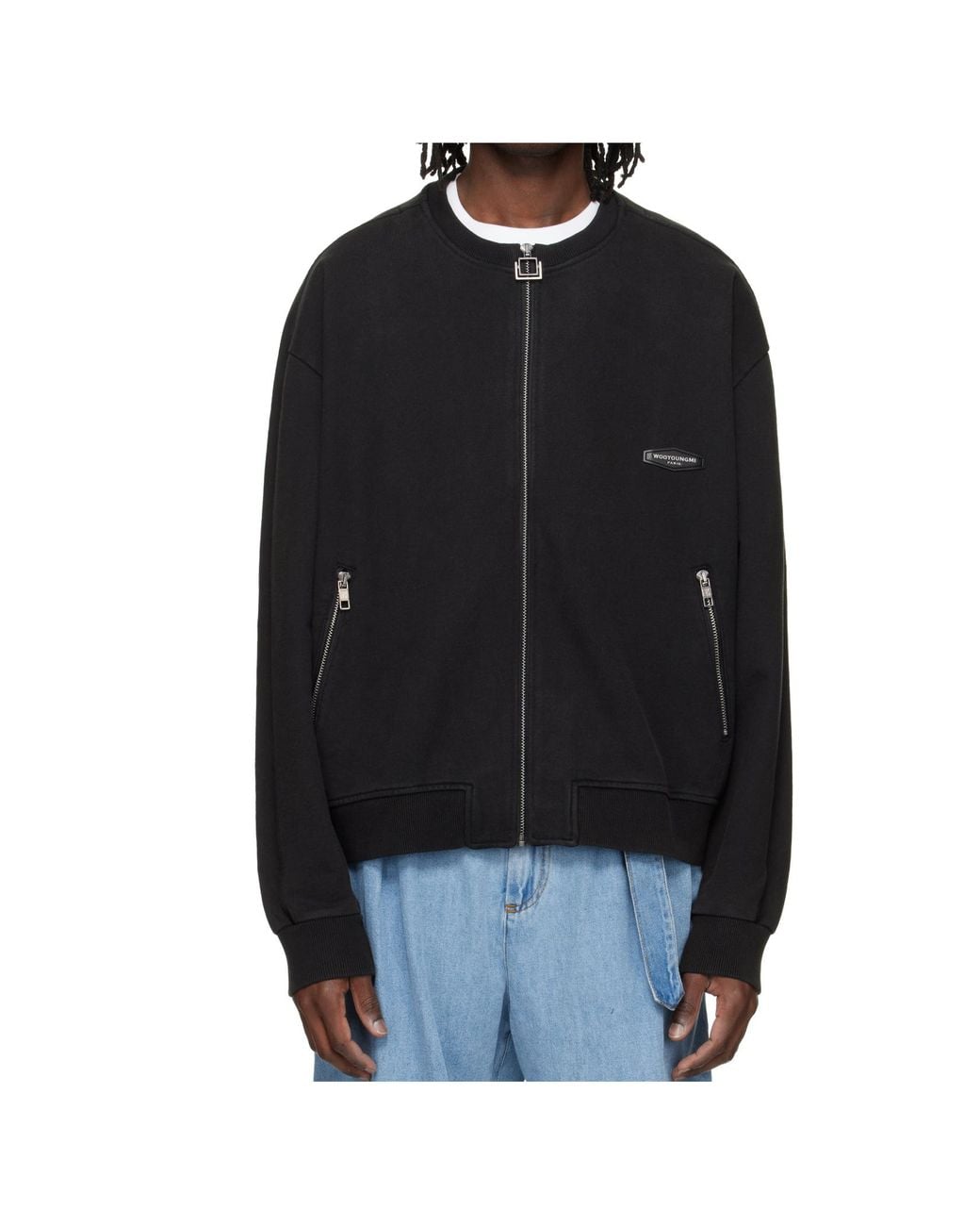Wooyoungmi Black Zippered Long-Sleeved Sweatshirt for men