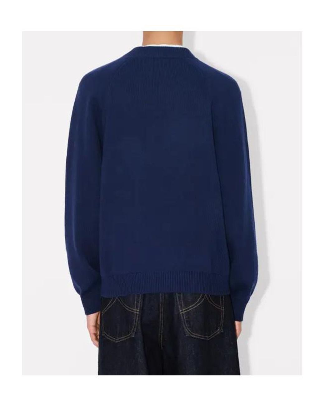 KENZO Blue Embroidered Sweater With Badges for men