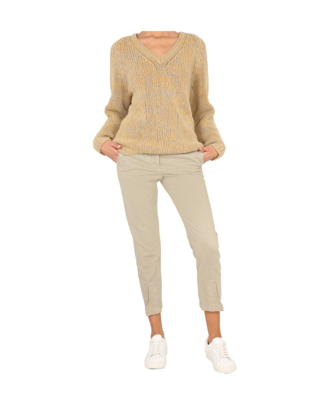 Aspesi Natural Frank Straight Leg Cropped Pants