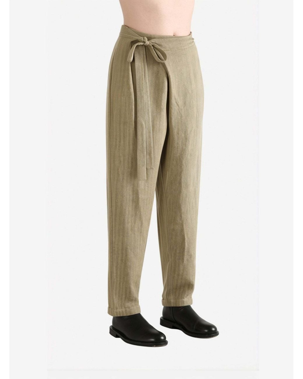 Uma Wang Green Paetyn Drawstring Casual Pants
