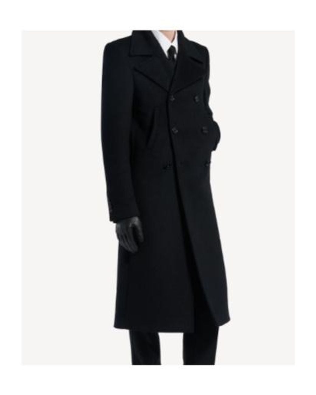 Balenciaga Black Double-Breasted Long Coat for men