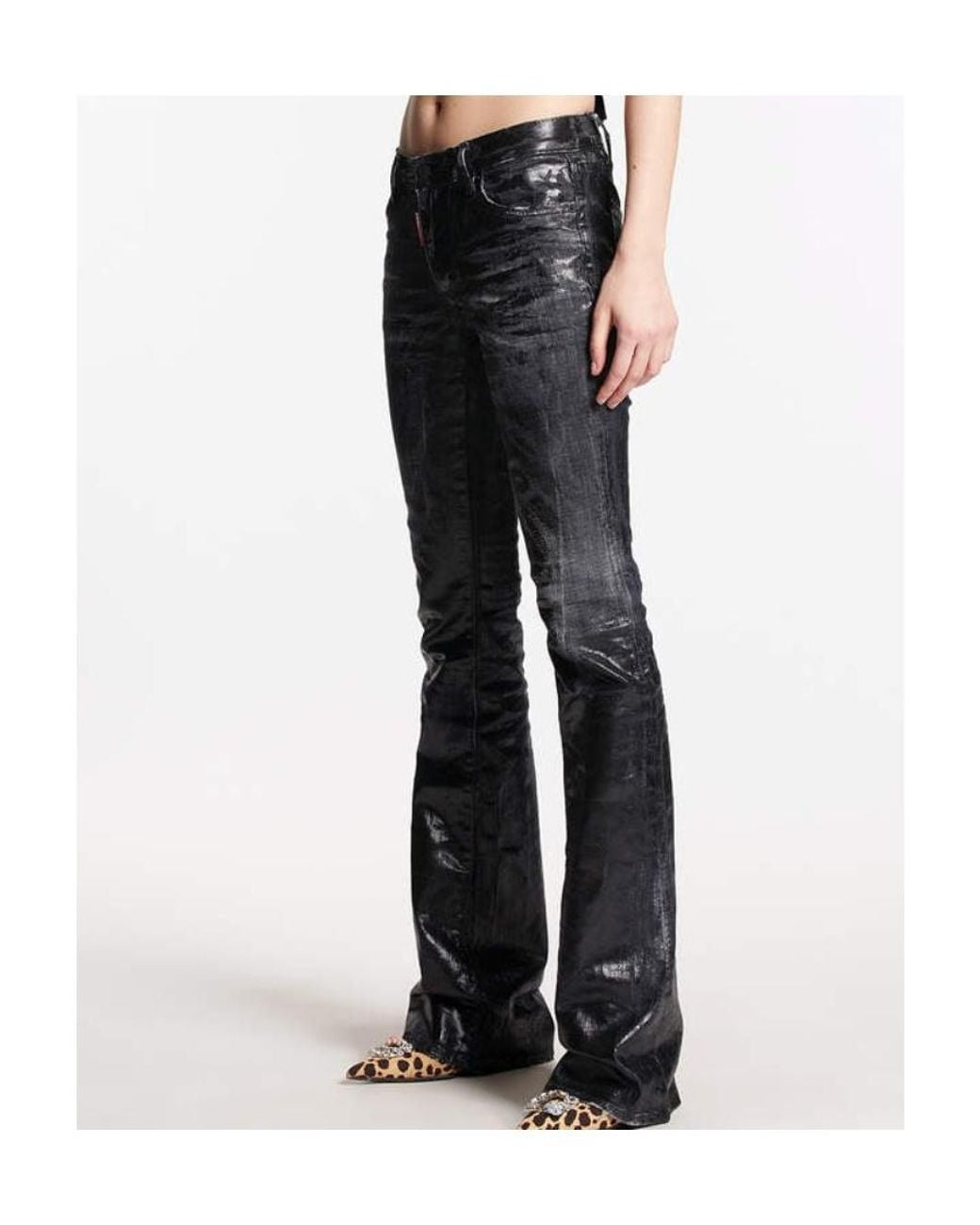 DSquared² Blue Logo Patch Flared Jeans