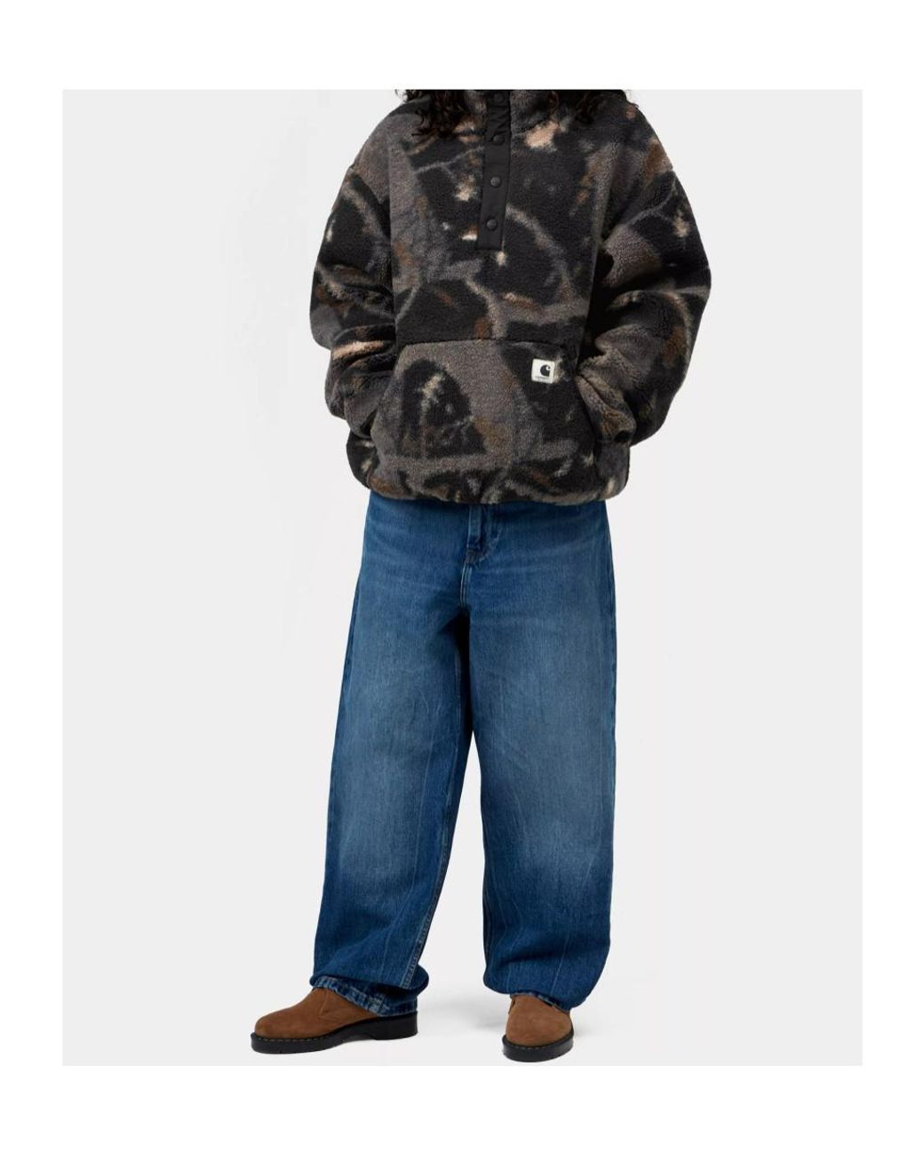 Carhartt Black W' Elliot High Neck Camo Pile Pullover Jacket
