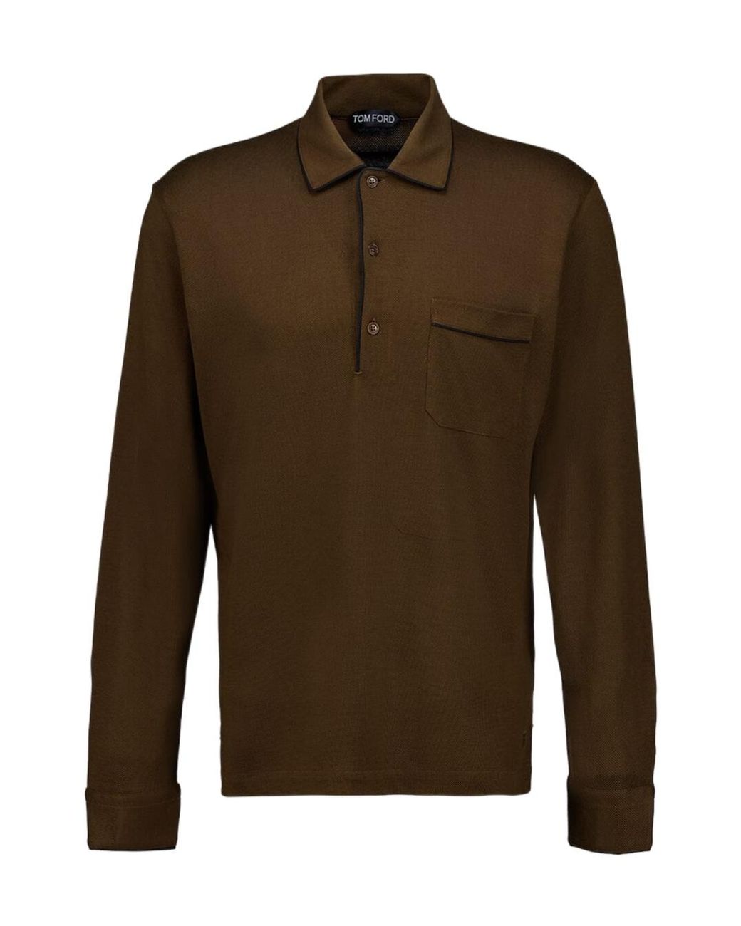 Tom Ford Brown Long-Sleeve Piqué Polo Shirt for men