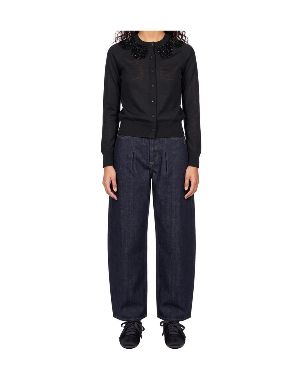 Simone Rocha Black Long-Sleeved Cardigan
