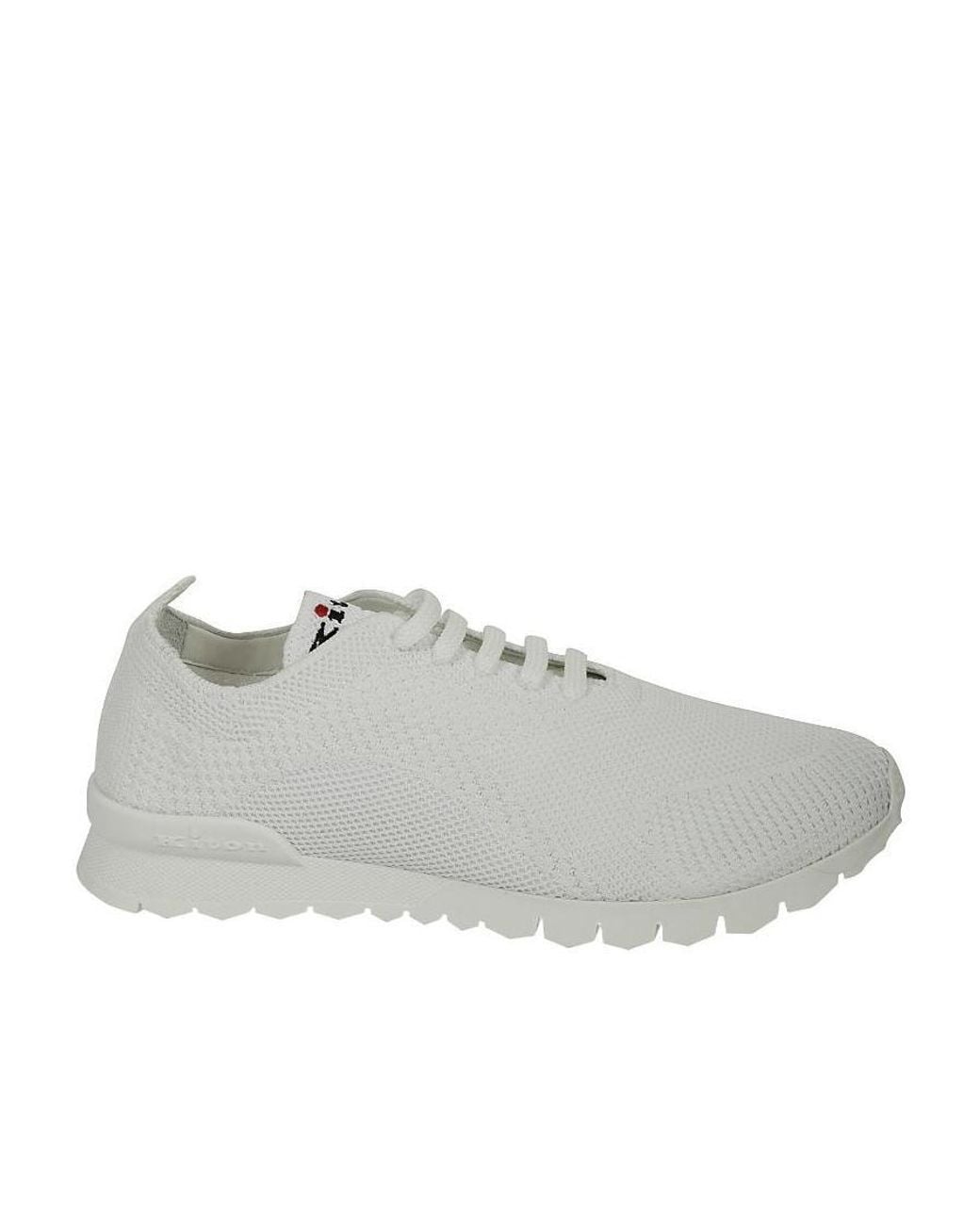 Kiton Gray Logo-Embroidered Knit Sneakers for men