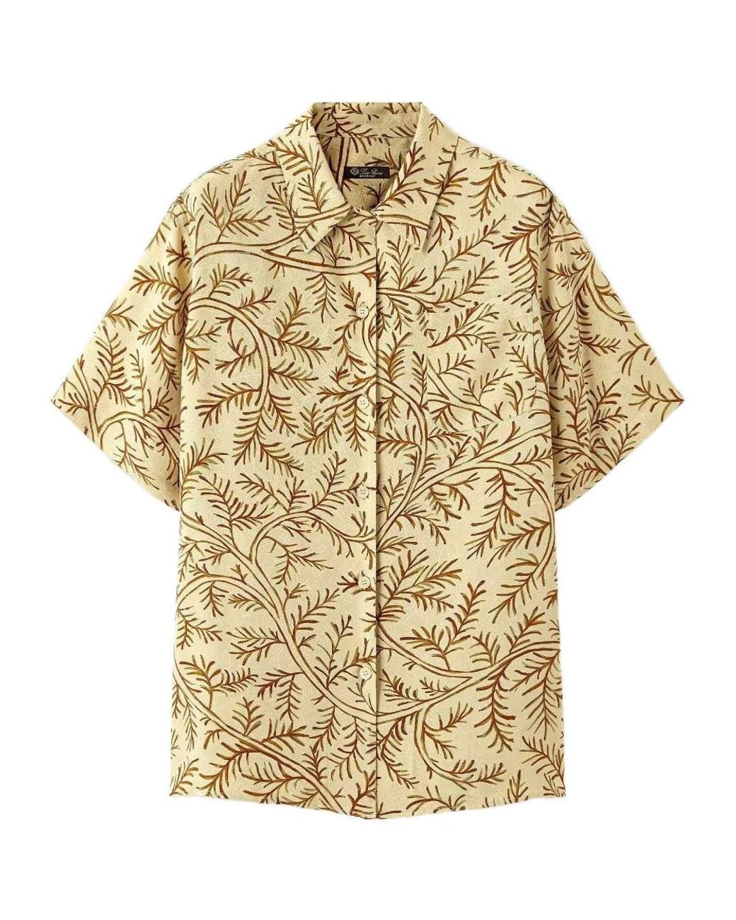 Loro Piana Metallic Collared Short-Sleeved Shirt